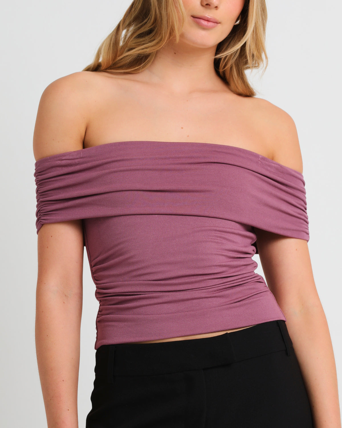 Armani Cold Shoulder Top BERRY