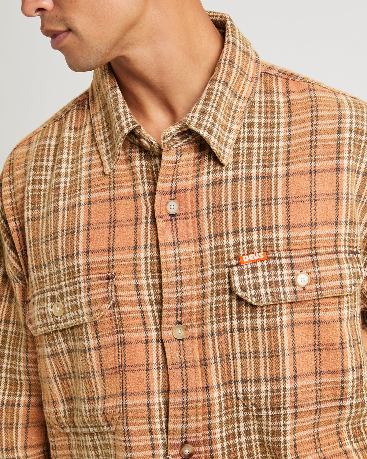 Vacay Check Long Sleeves Shirt ORANGE CHECK