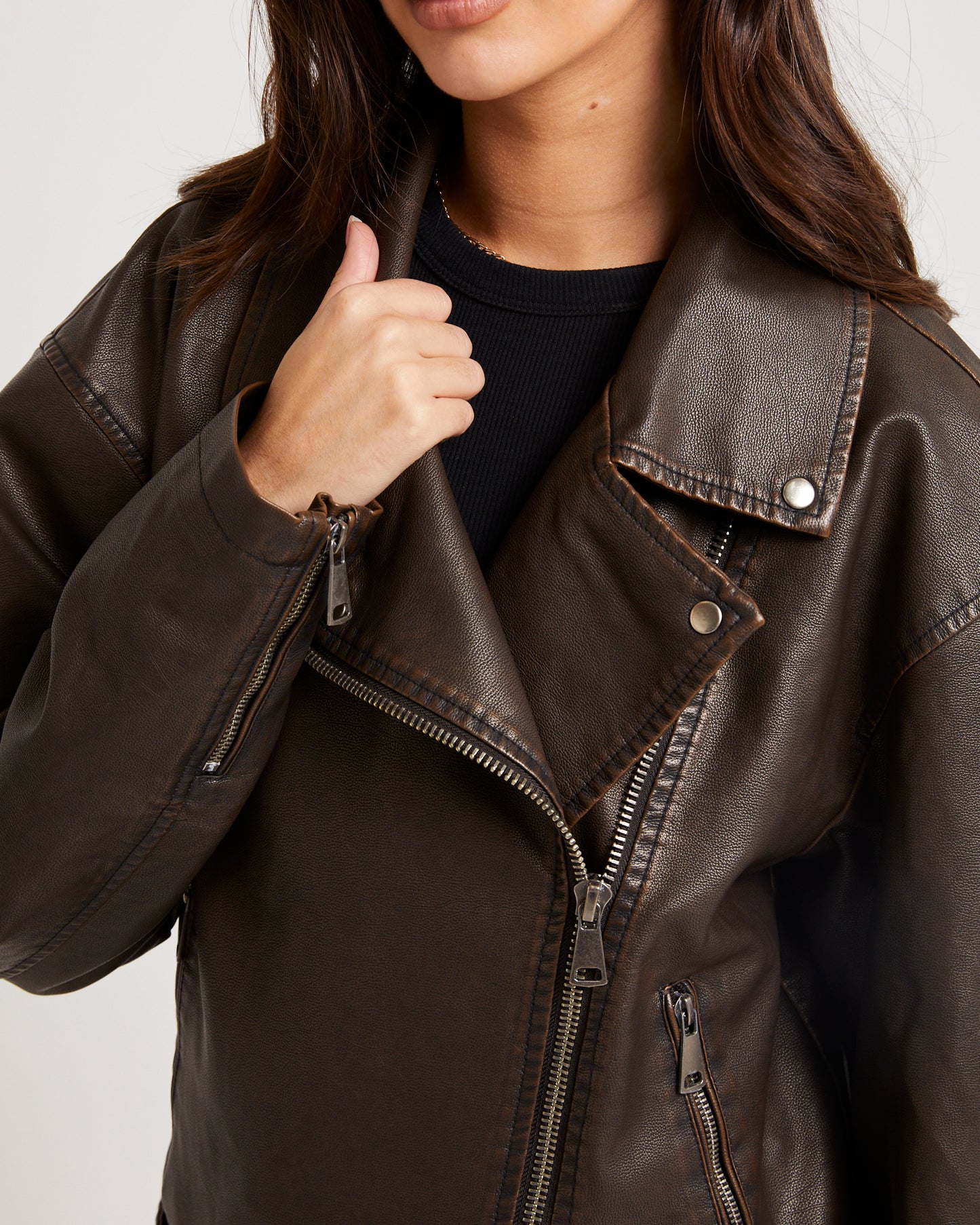 Ines Distressed Biker Jacket