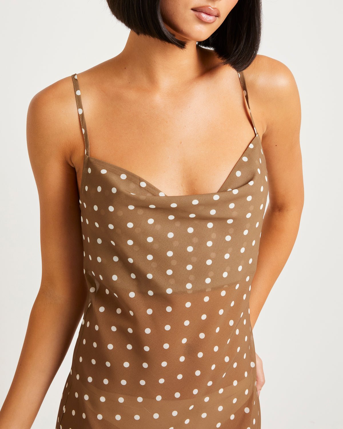 Paris Polka Dot Sheer Maxi Dress OLIVE