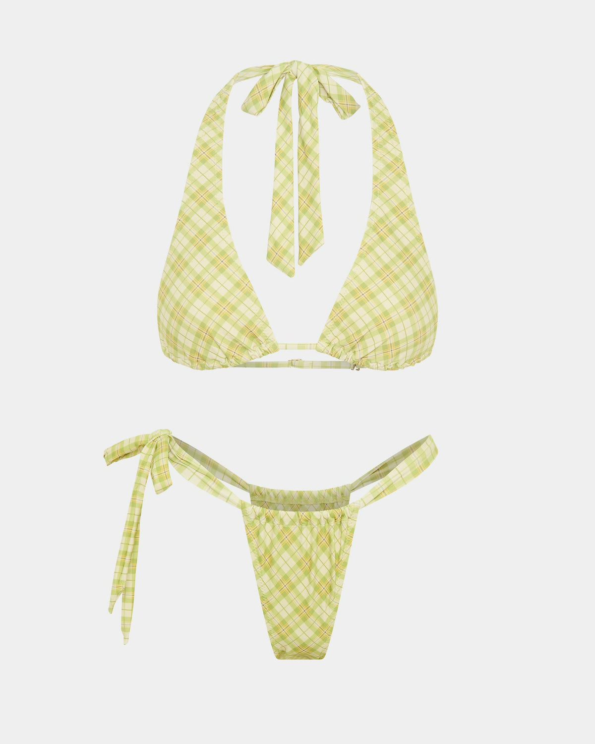 Parka Vintage Check Halter Bikini Set MOSS GREEN