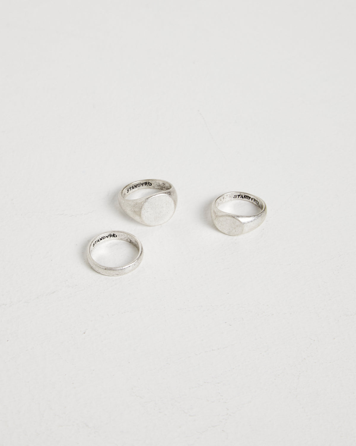 Round Signet Ring Set SILVER