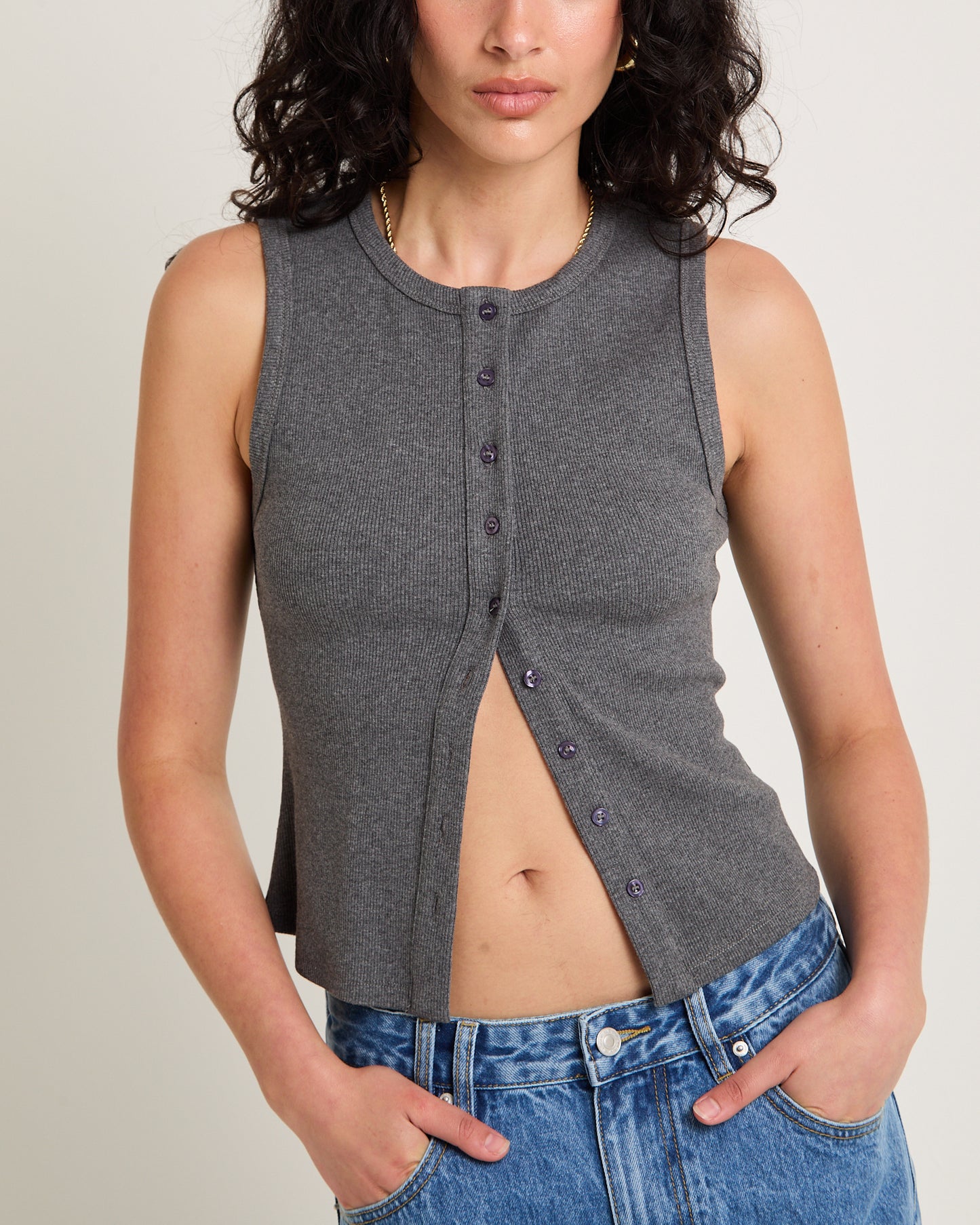 Zoe Button Front Tank Top