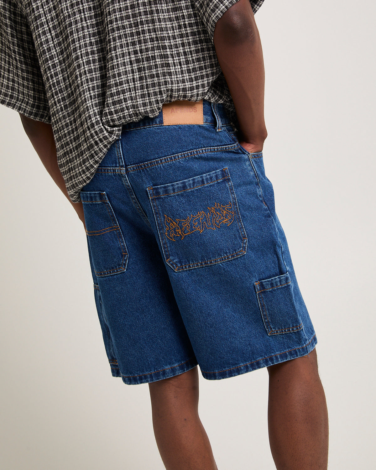 Scorched Harper Denim Baggy Fit Carpenter Shorts Blue