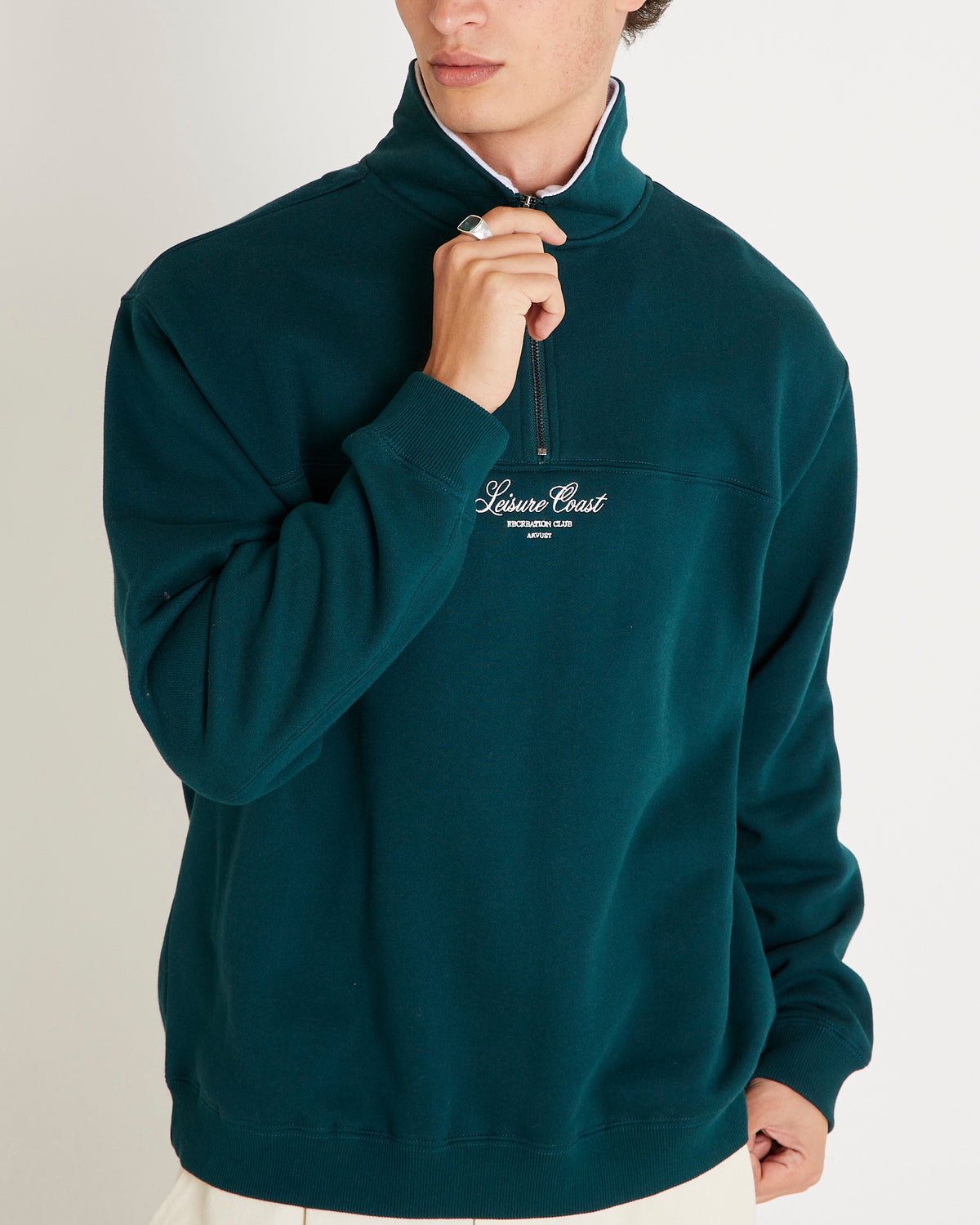 Club 1/4 Zip Fleece Jumper PINE