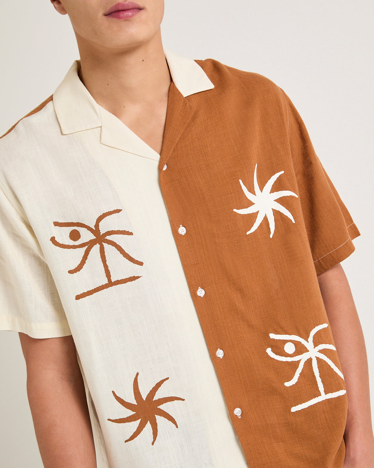 Cleo Linen Short Sleeve Resort Shirt RUST
