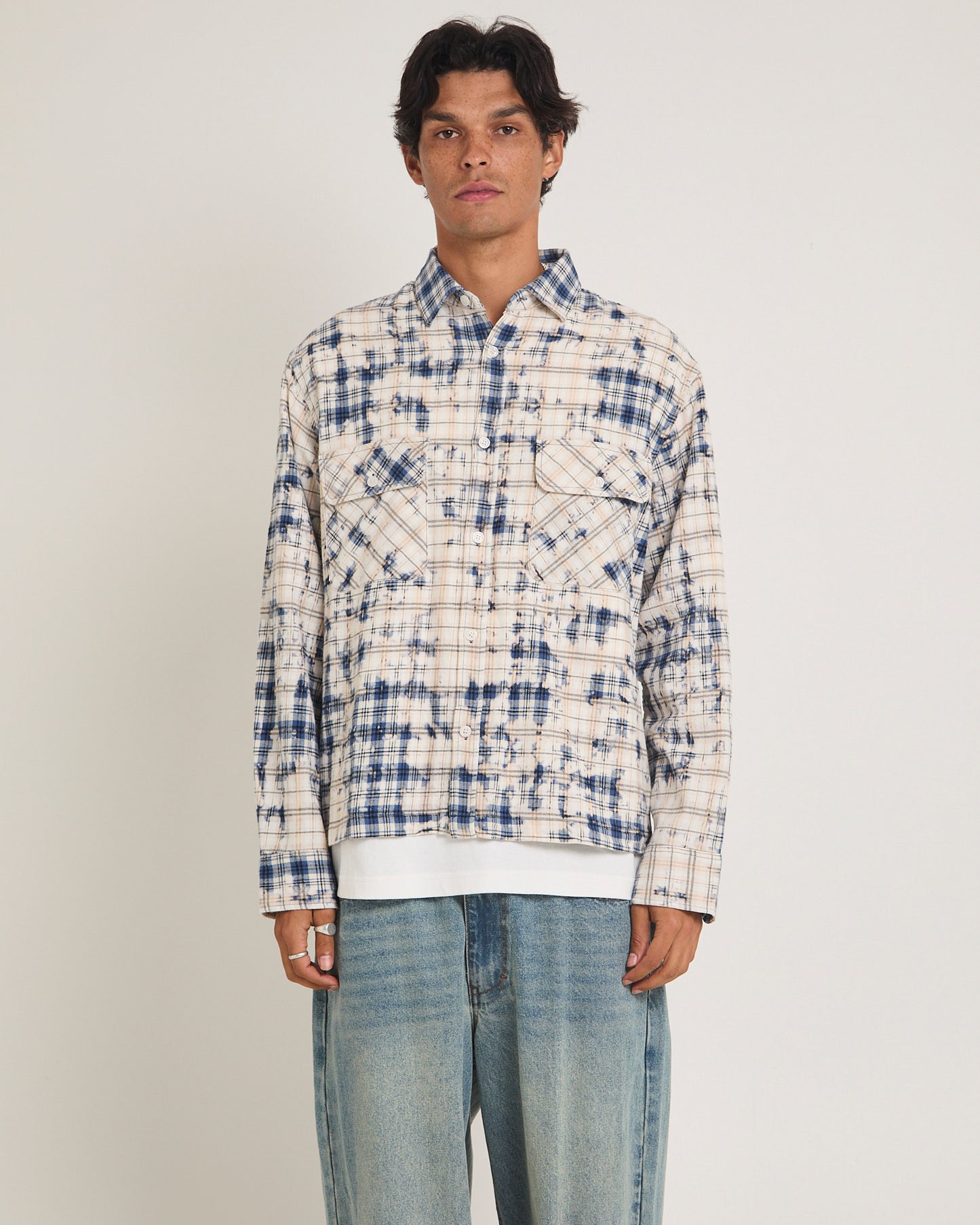 Bleached Flannel Long Sleeve Shirt