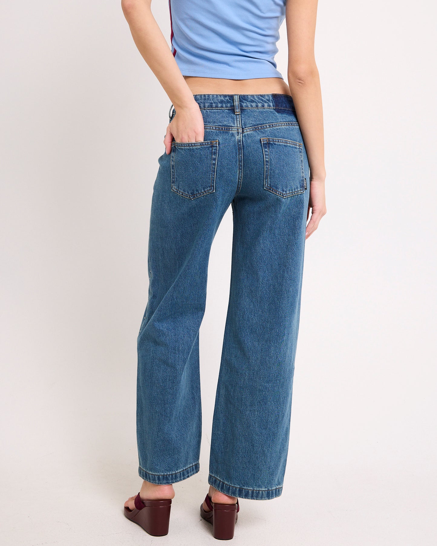 Razor Rhinestone Straight Denim Jeans