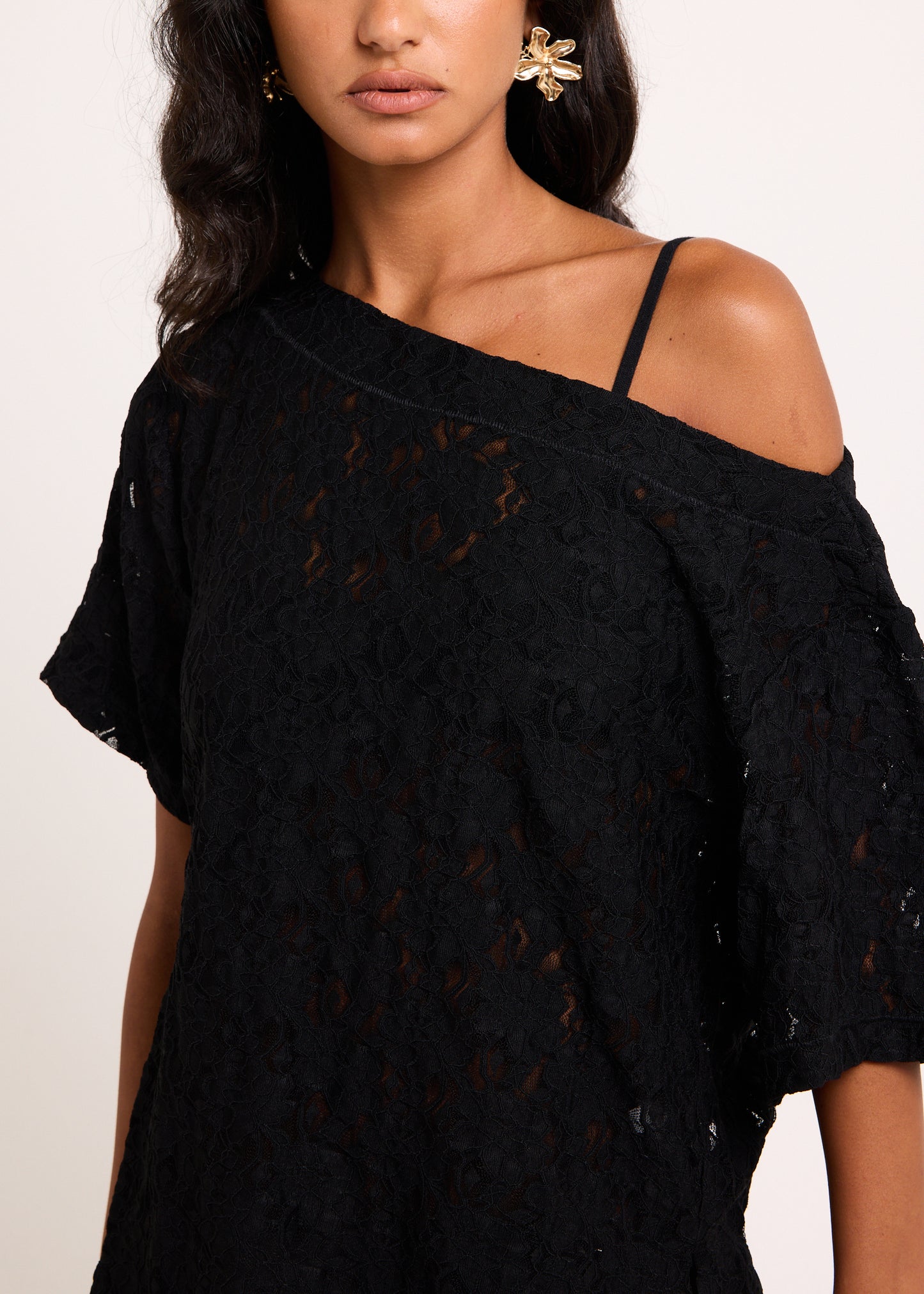 Louis Asymmetric Lace Top