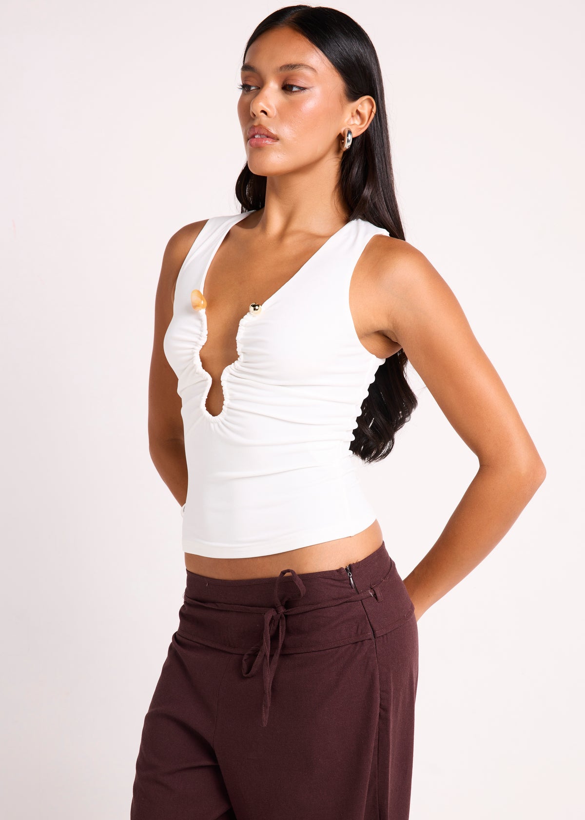 Anna Cut Out Top WHITE