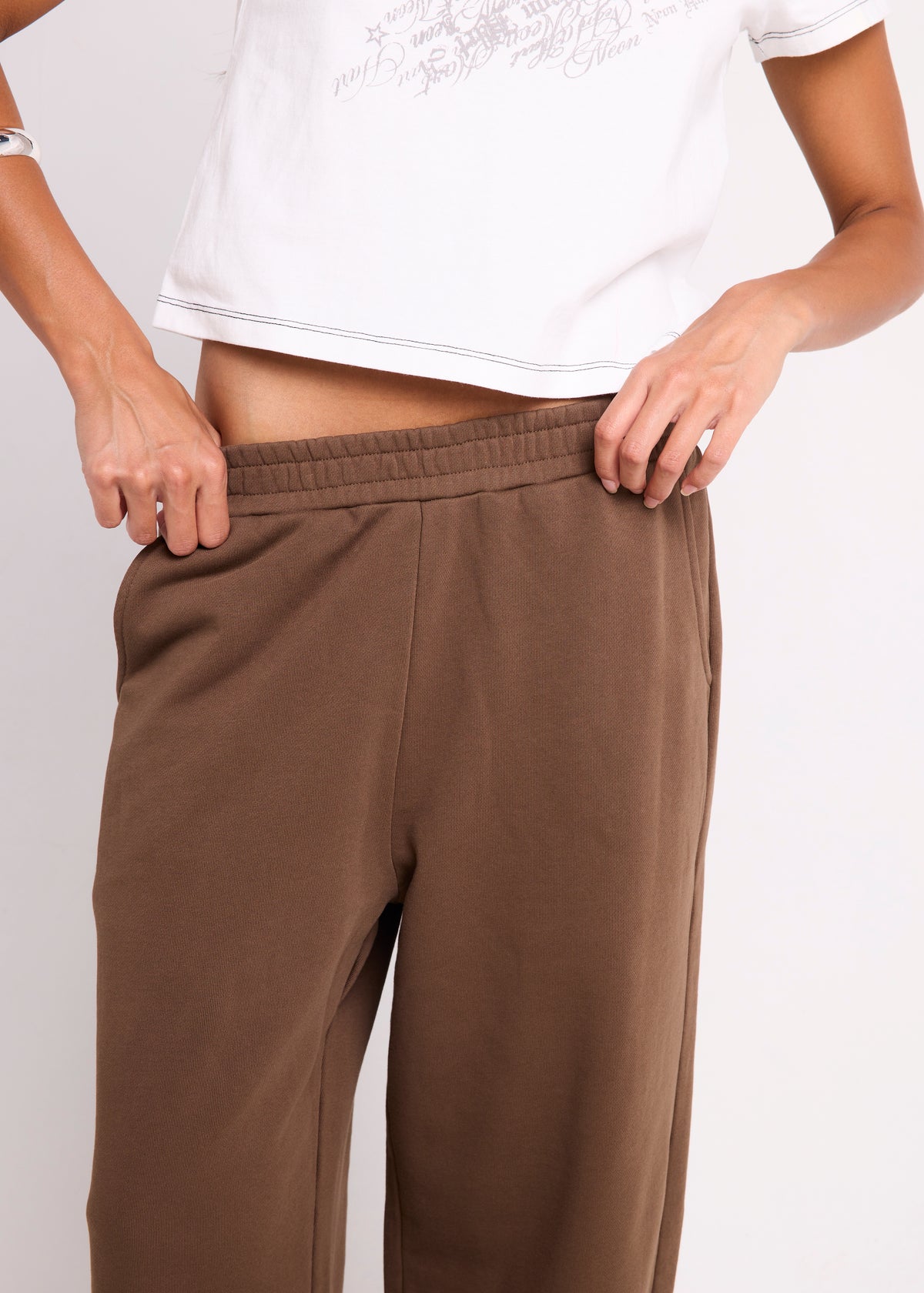 Cannes Wide Leg Fleece Pants BROWN
