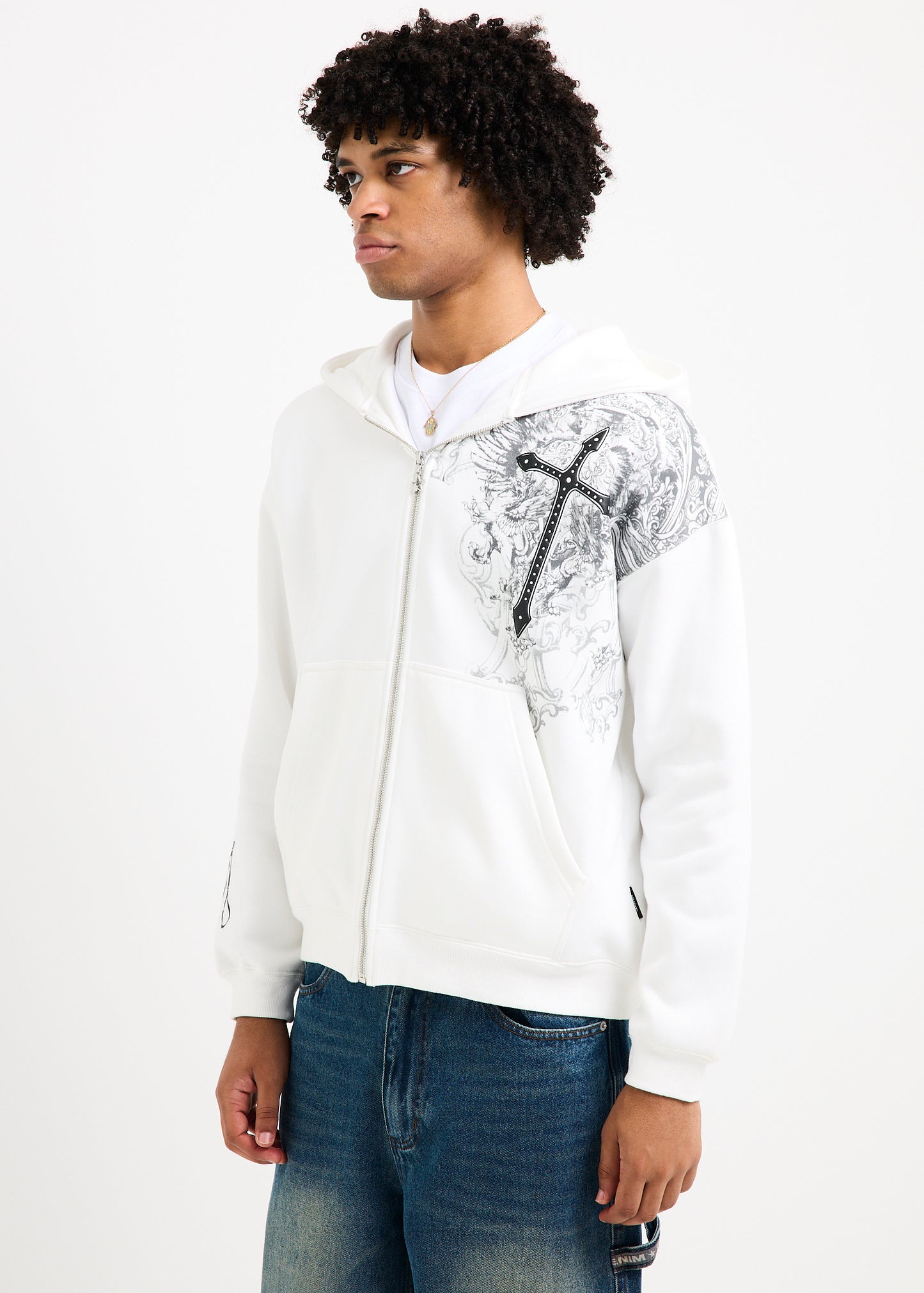 Crucifix Zip Hoodie