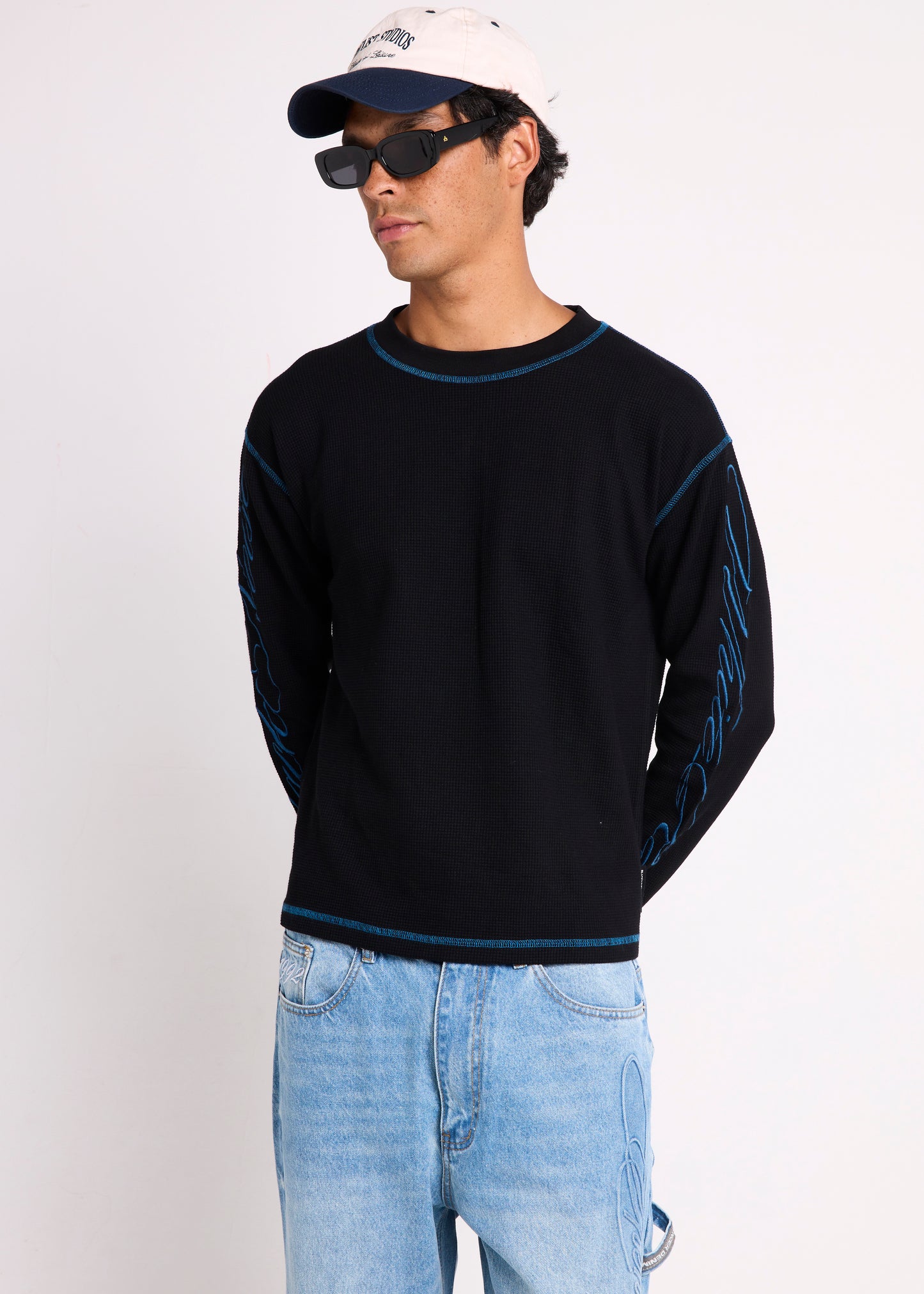 Script Long Sleeve Waffle Shirt