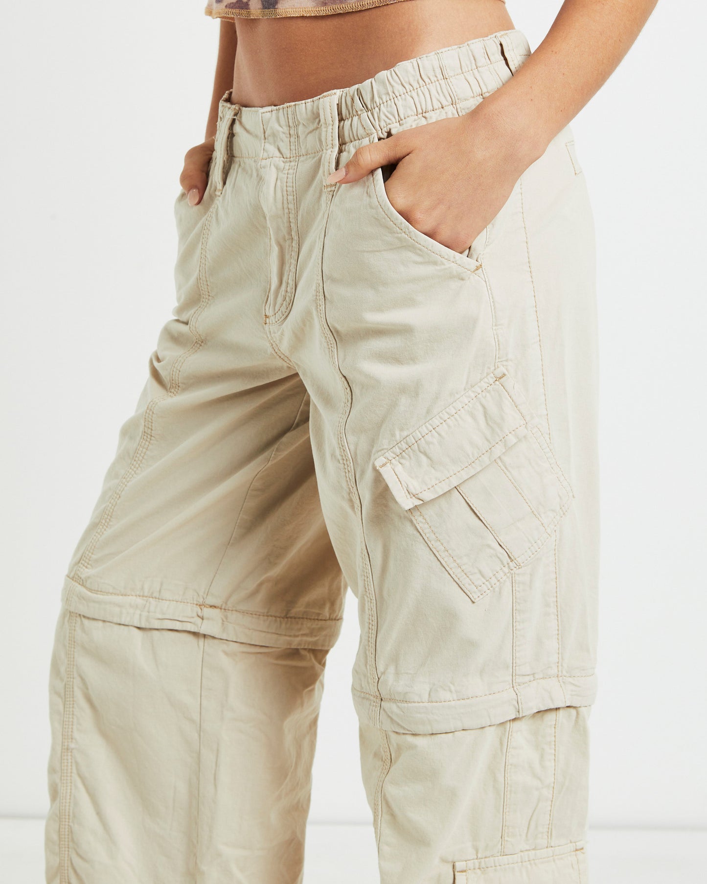 BDG Zip Off Y2K Pants Ecru