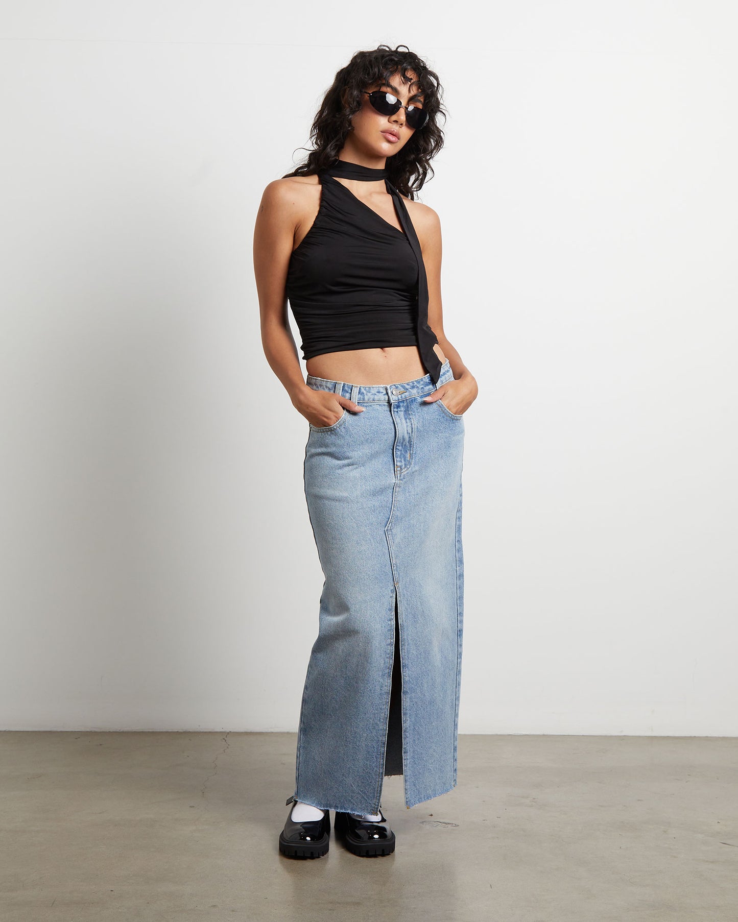 Eva Maxi Denim Skirt Hacker Blue