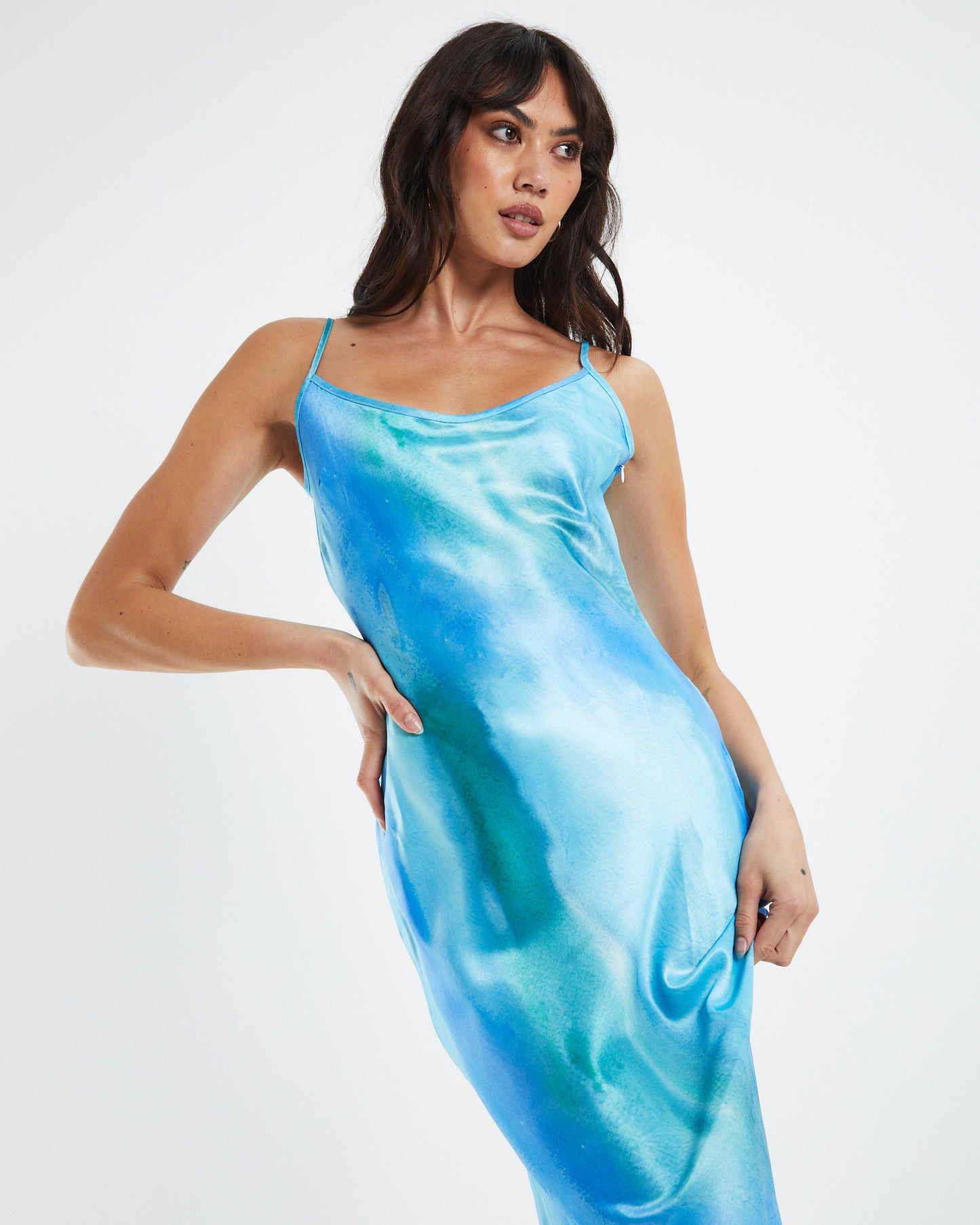Juvina Midi Dress Watercolour Tosca Blue