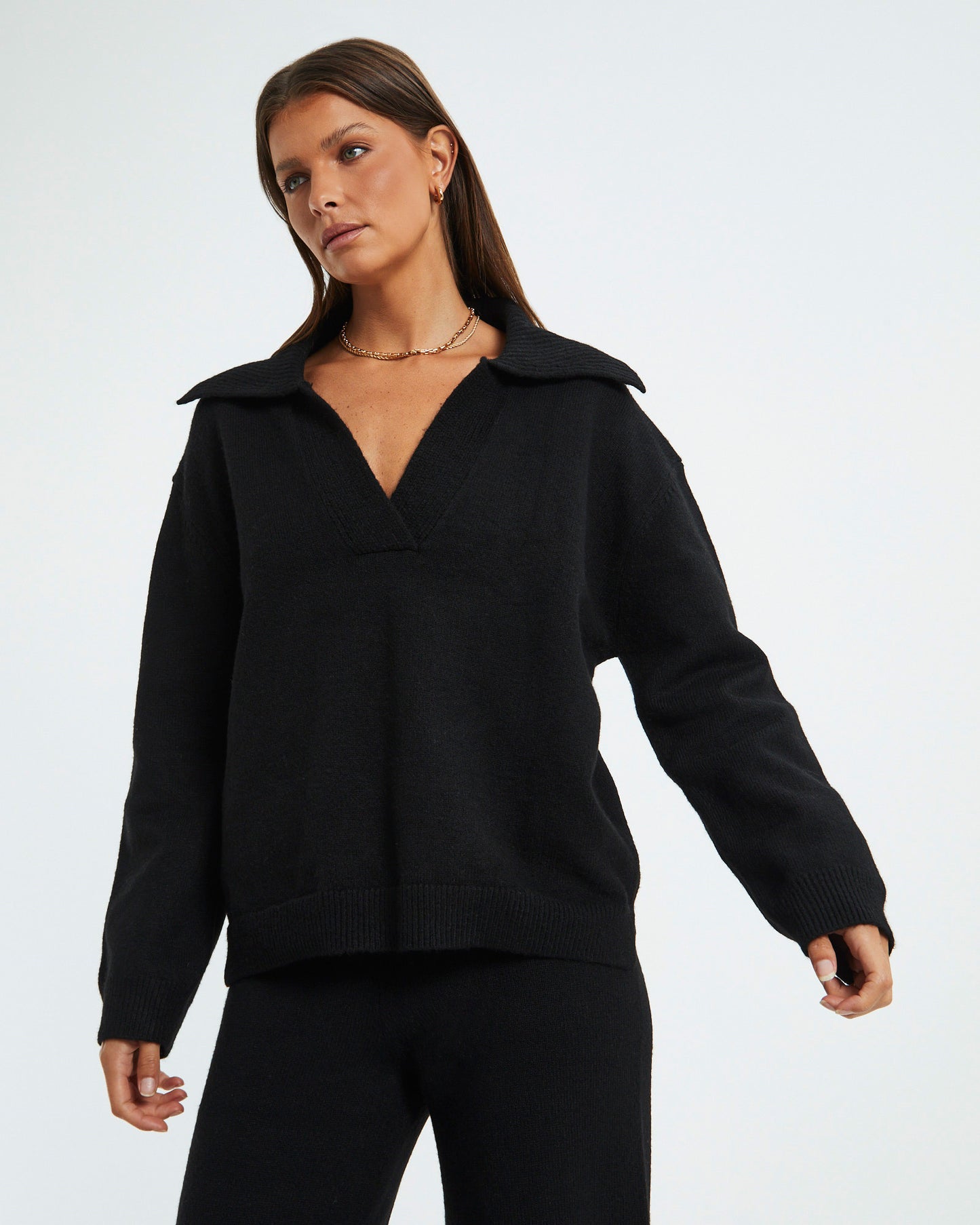 Avari Knit Lounge Polo Black