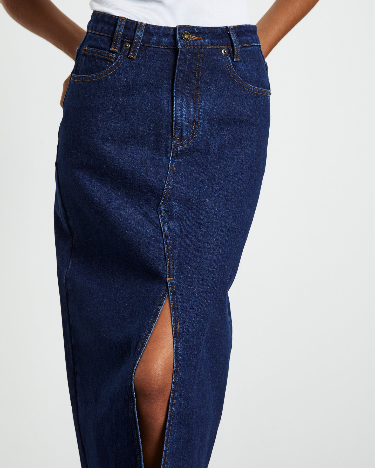 Eva Maxi Denim Skirt Ink Blue