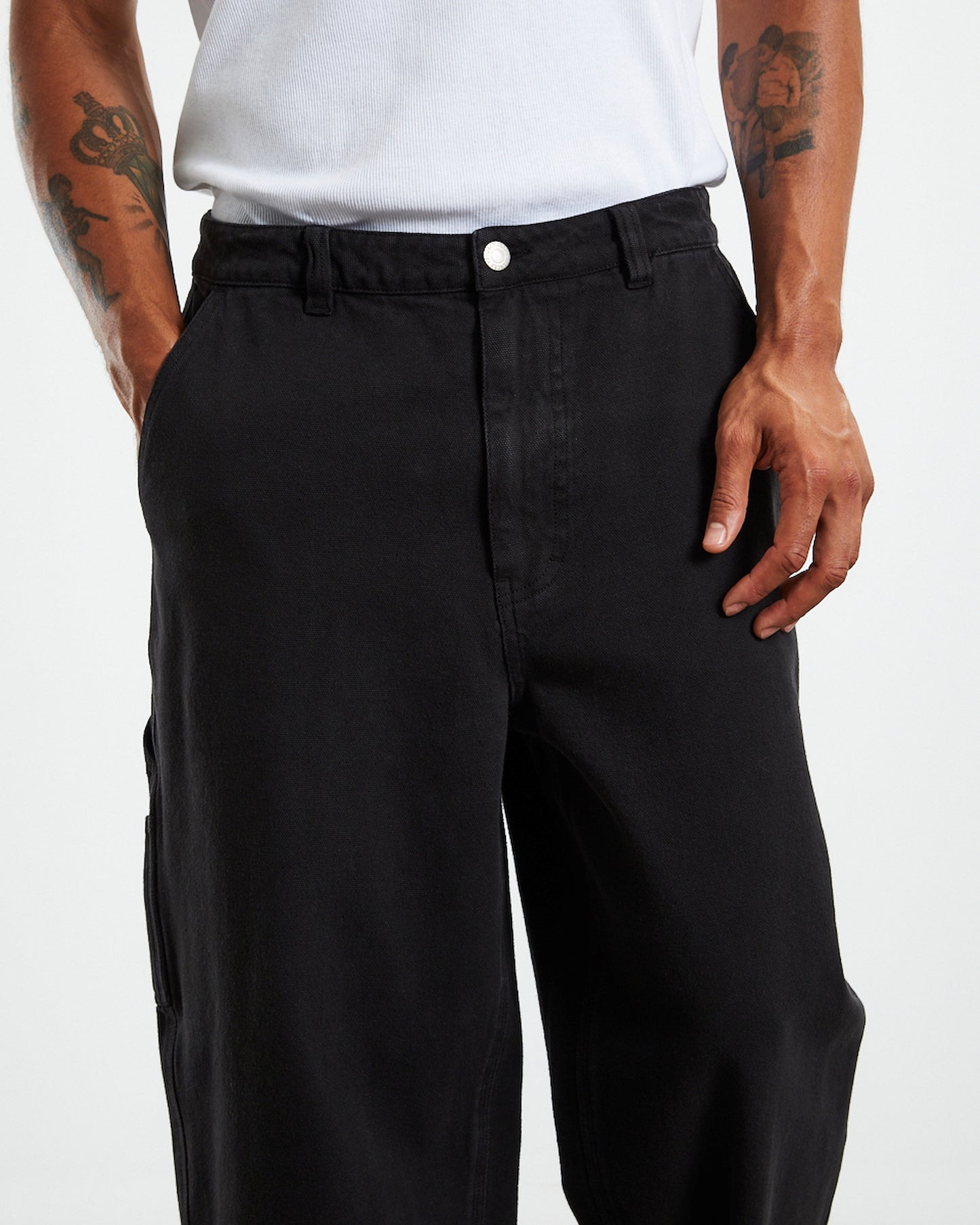 Wide Boy Canvas Carpenter Pants Black