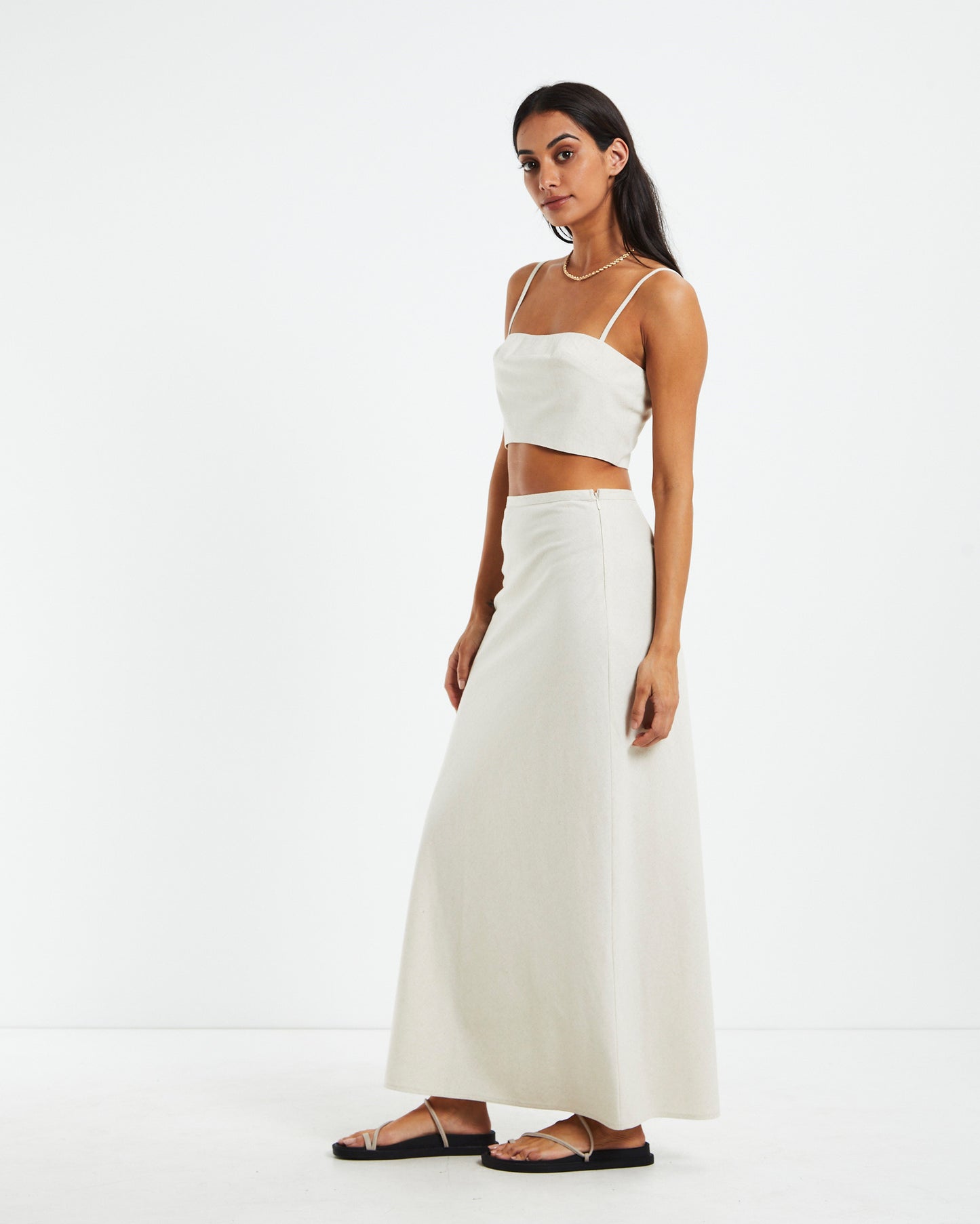 Delilah Linen Bandeau Top Oat Marle