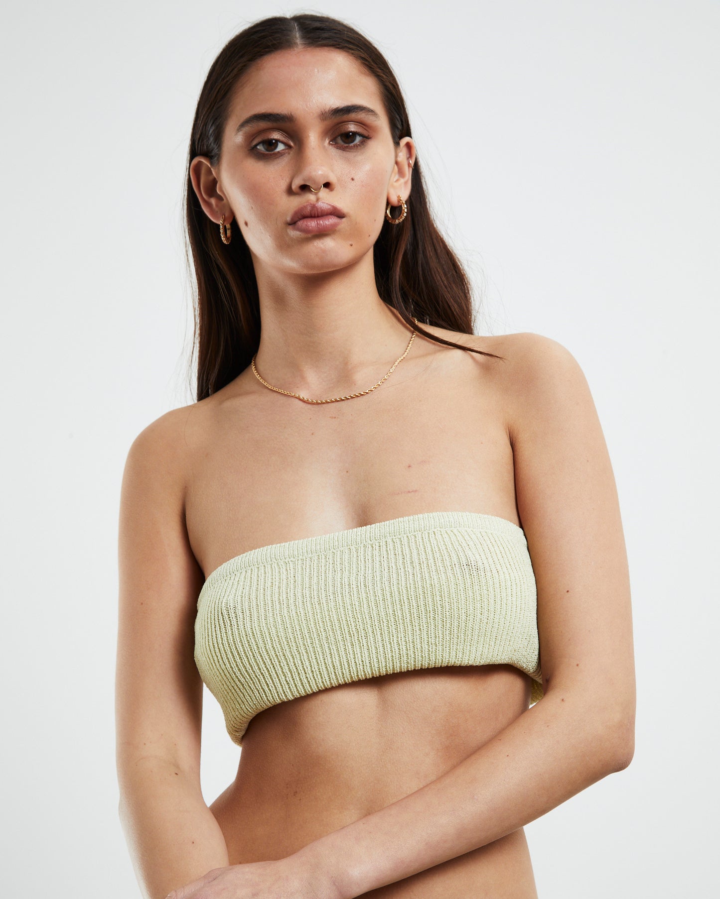 Davia Knit Crop Top Pear Green