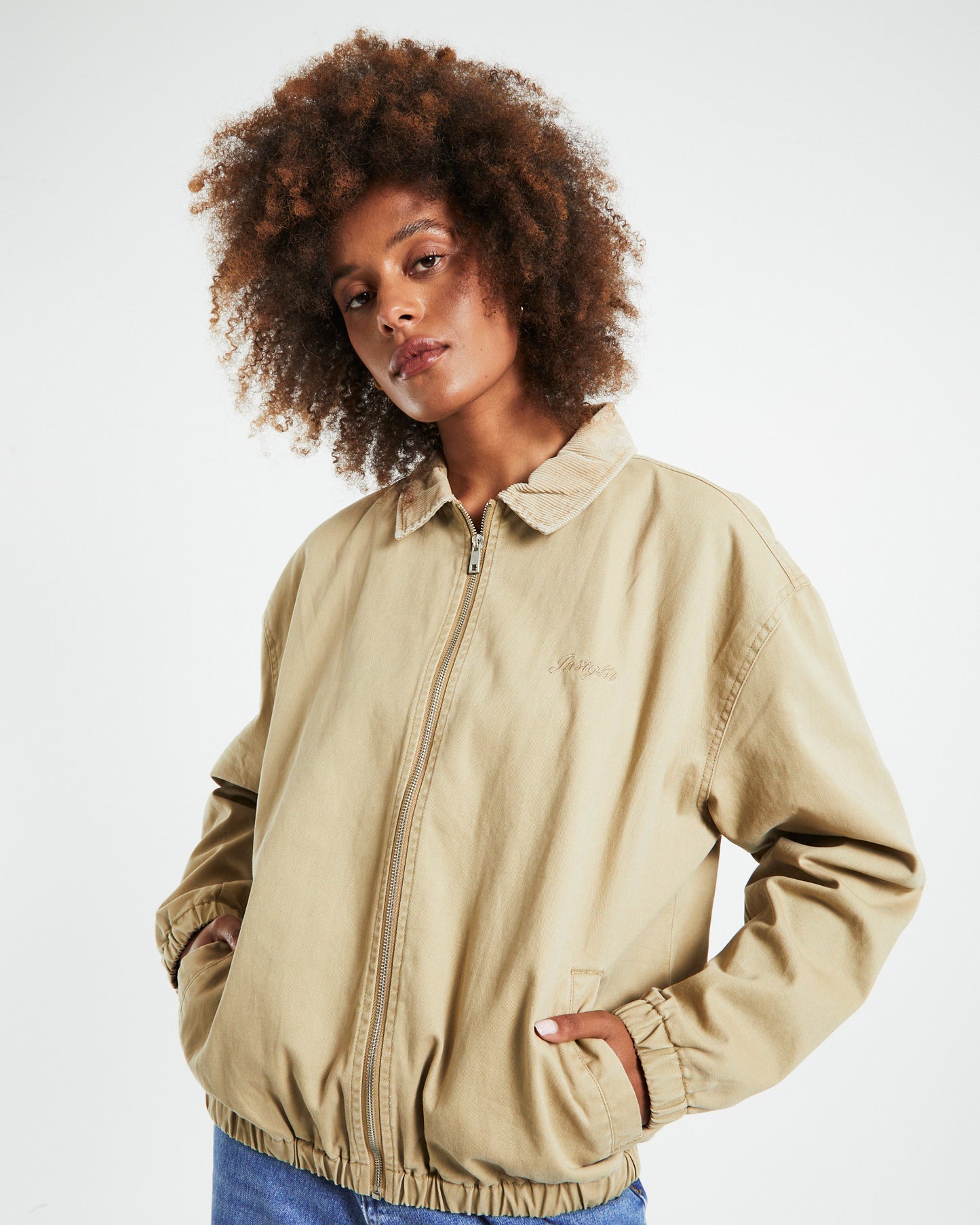 Harrington Cord Collar Jacket Cream