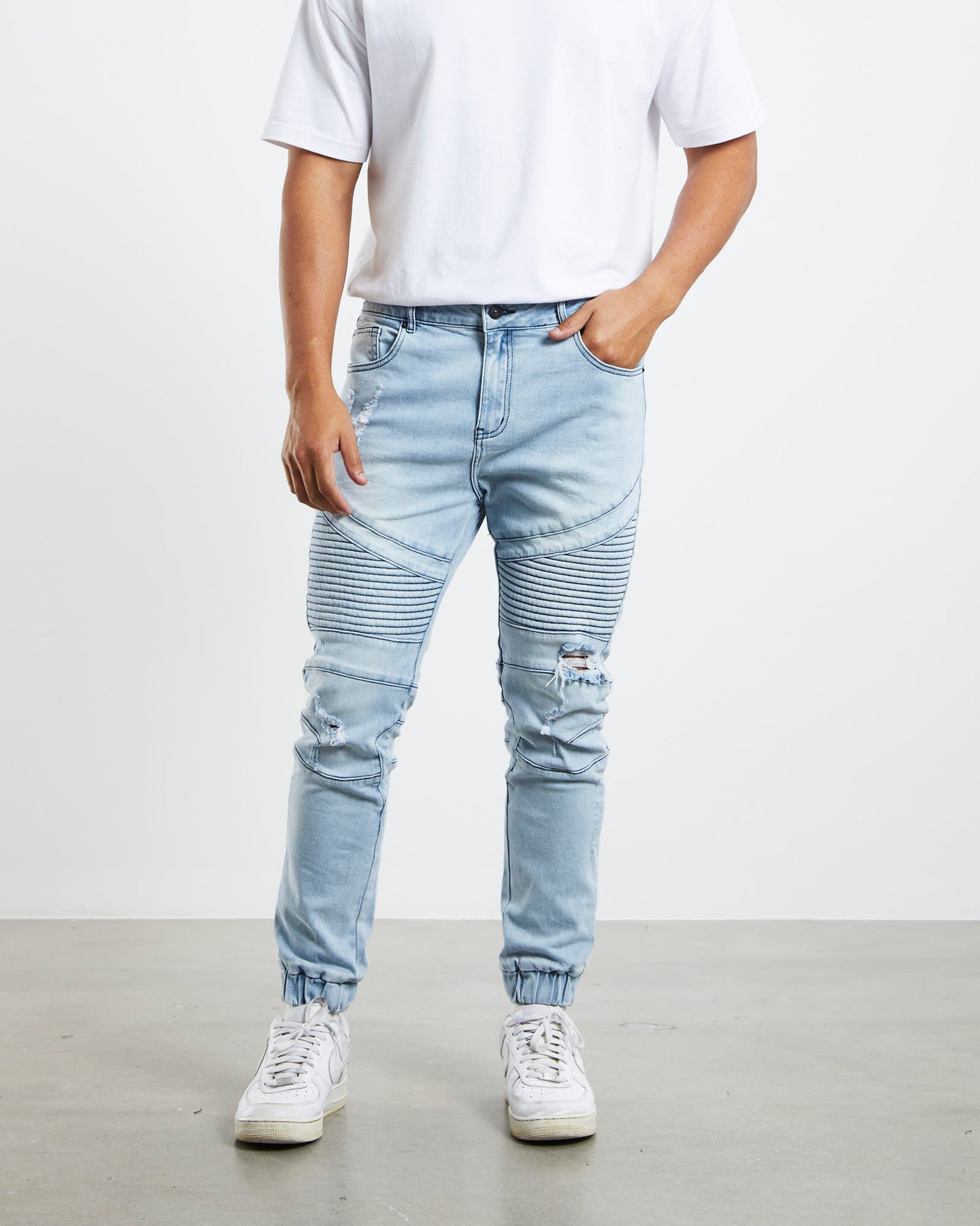 Em 2 Cuffed Biker Pants Blitzed Indigo