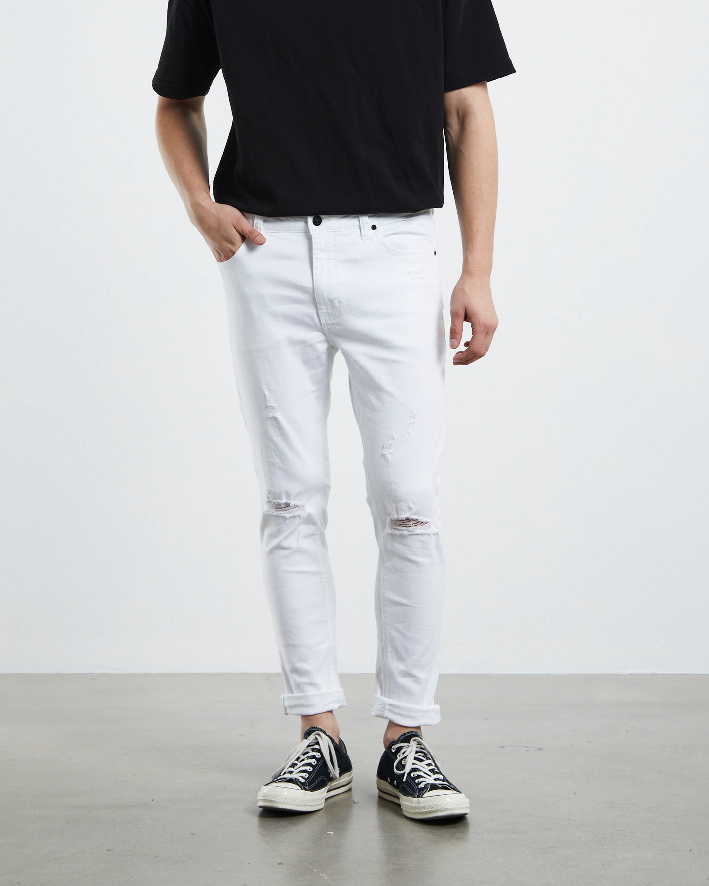 A Dropped Turn Up Skinny Denim Jeans Noise