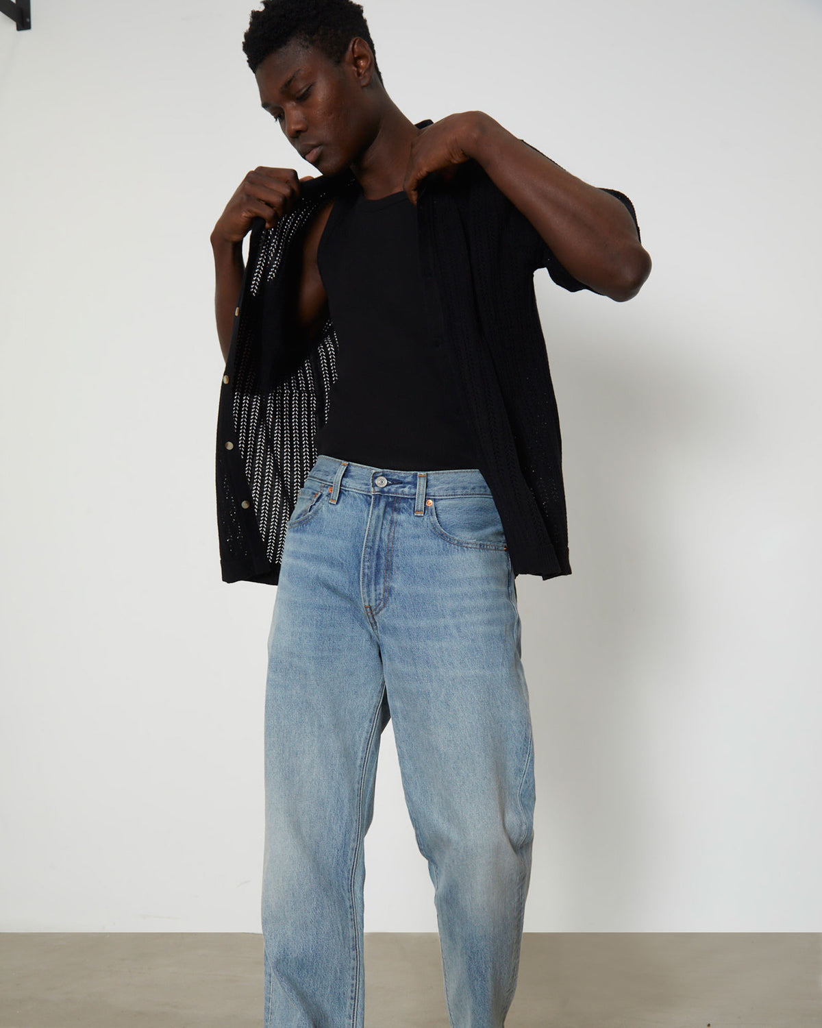 Rib Singlet BLACK