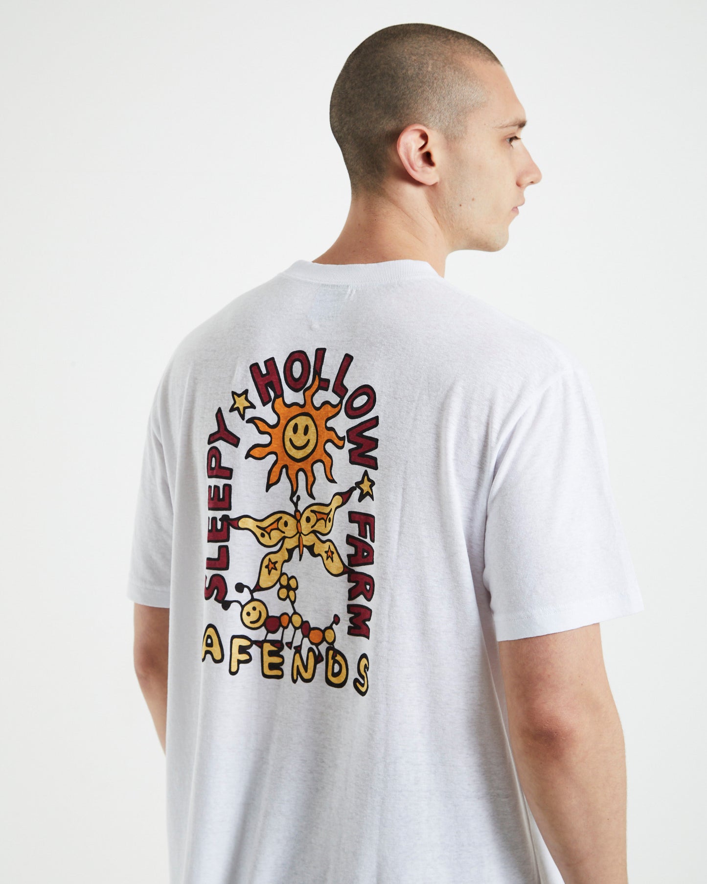 Caterpillar Hemp Retro Short Sleeve T-Shirt White