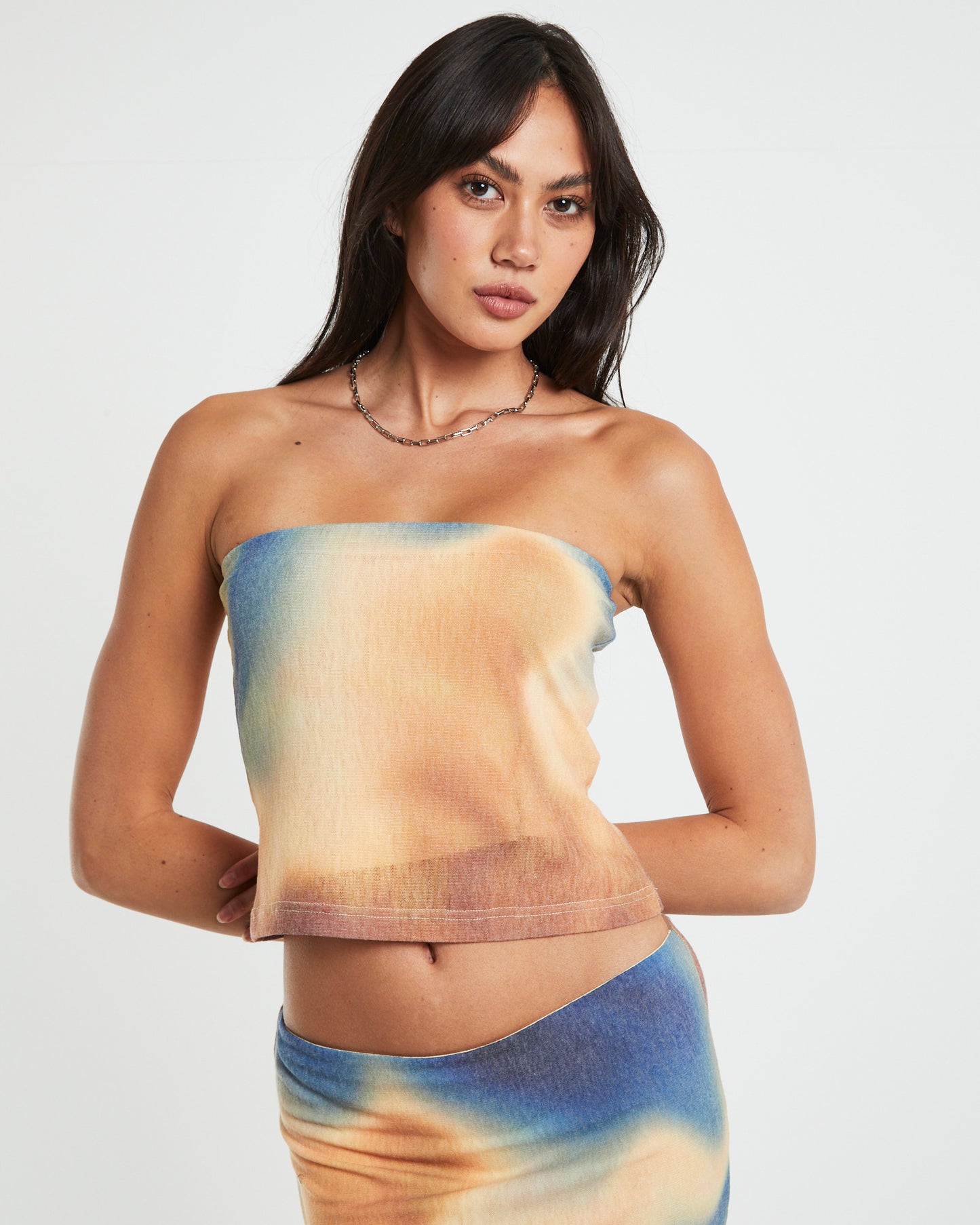 Della Printed Strapless Knit Top in Assorted