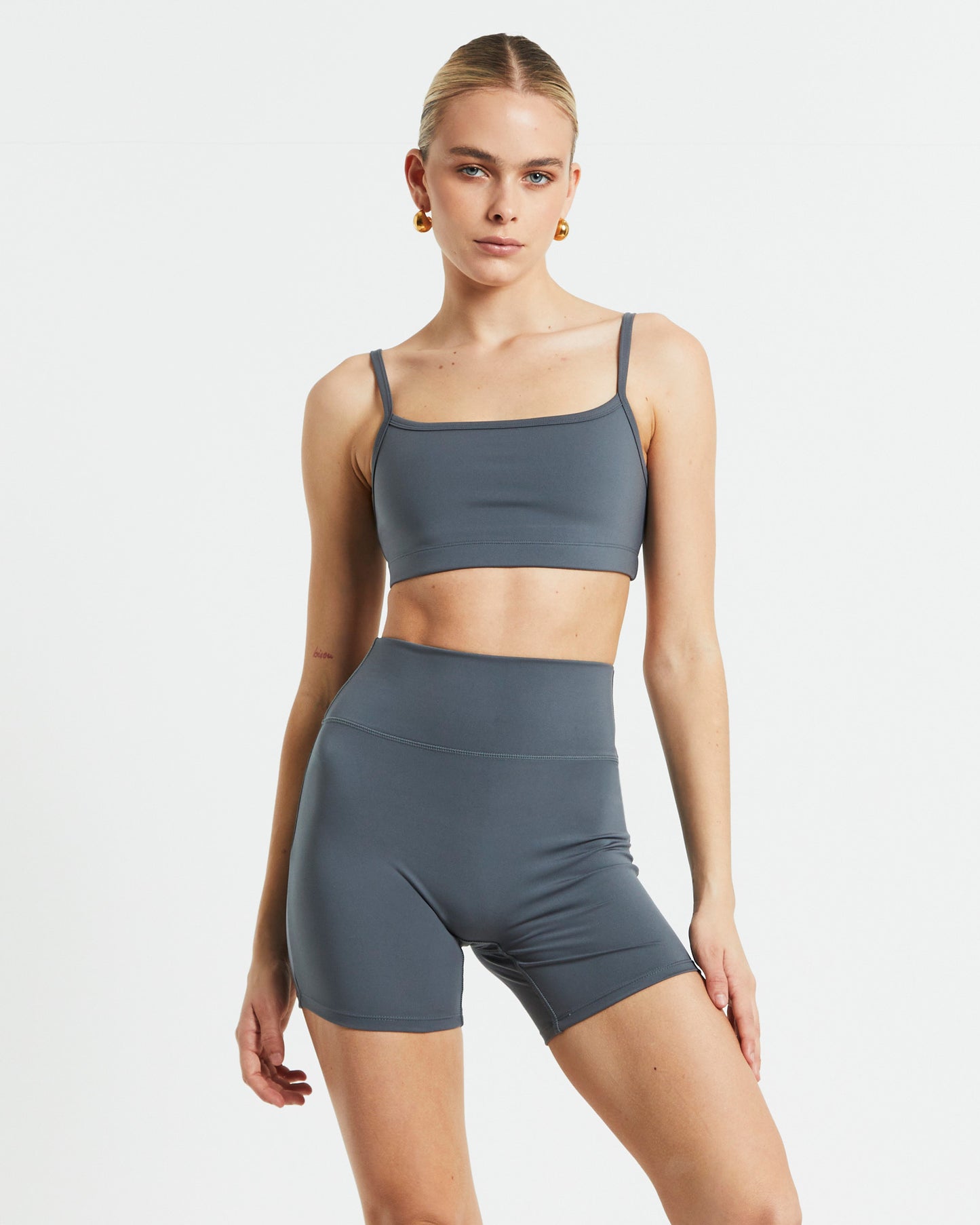 Sports Strappy Crop Top in Charcoal Grey