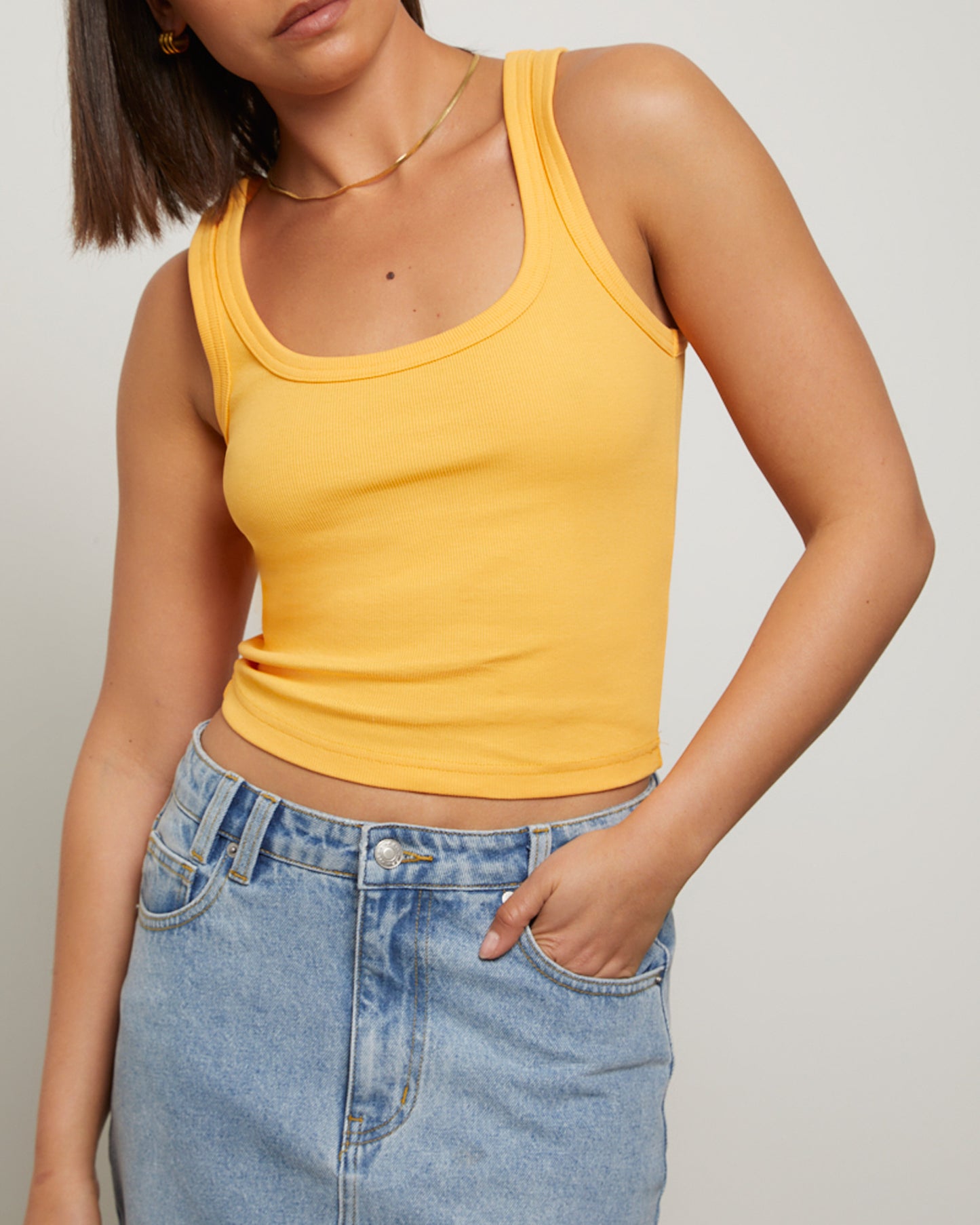 Super Scoop Neck Classic Tank Top in Orange