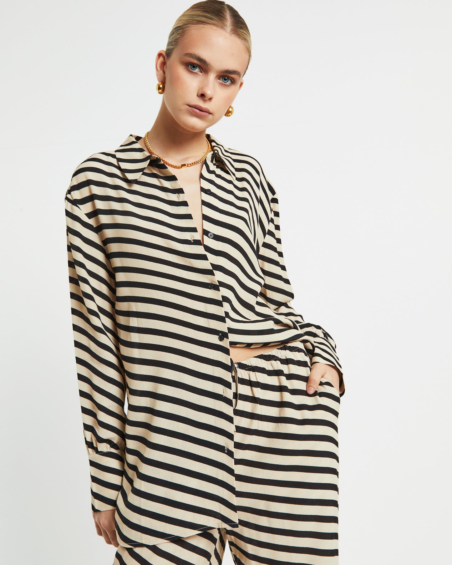 Morgan Printed Crepe Long Sleeve Shirt in Assorted