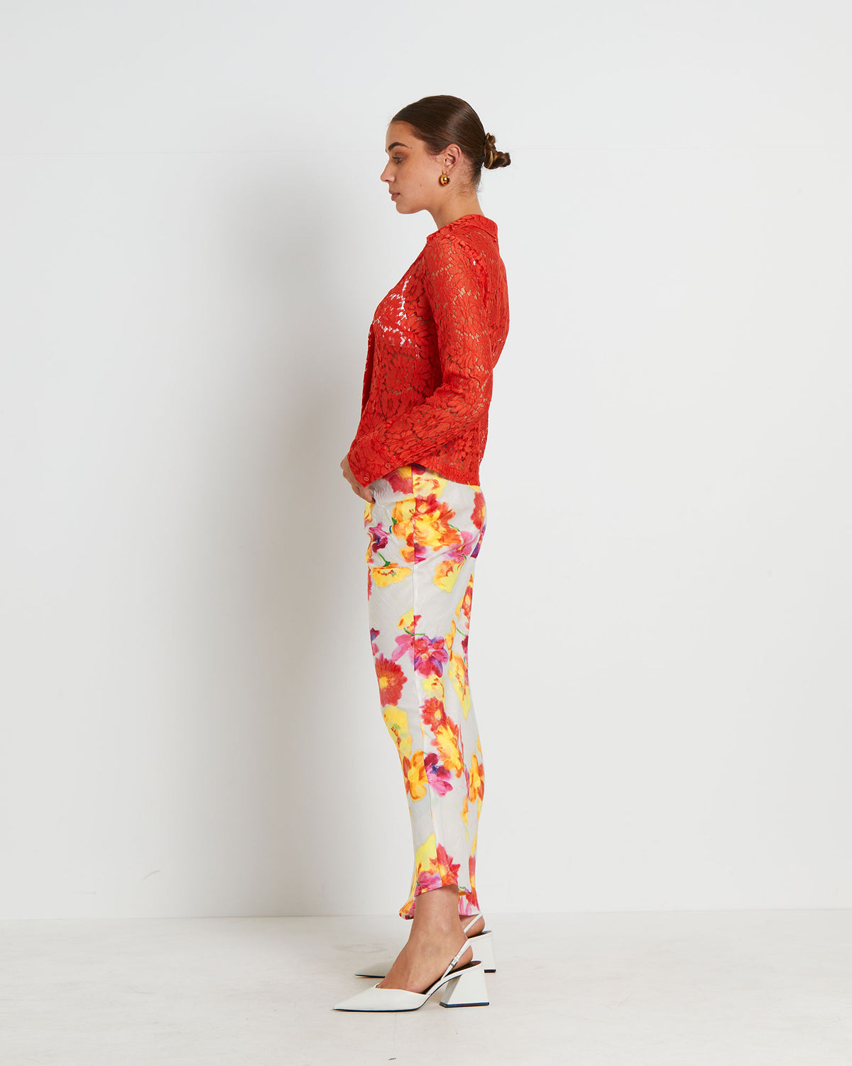 Pip Sheer Lace Long Sleeve Shirt CORAL