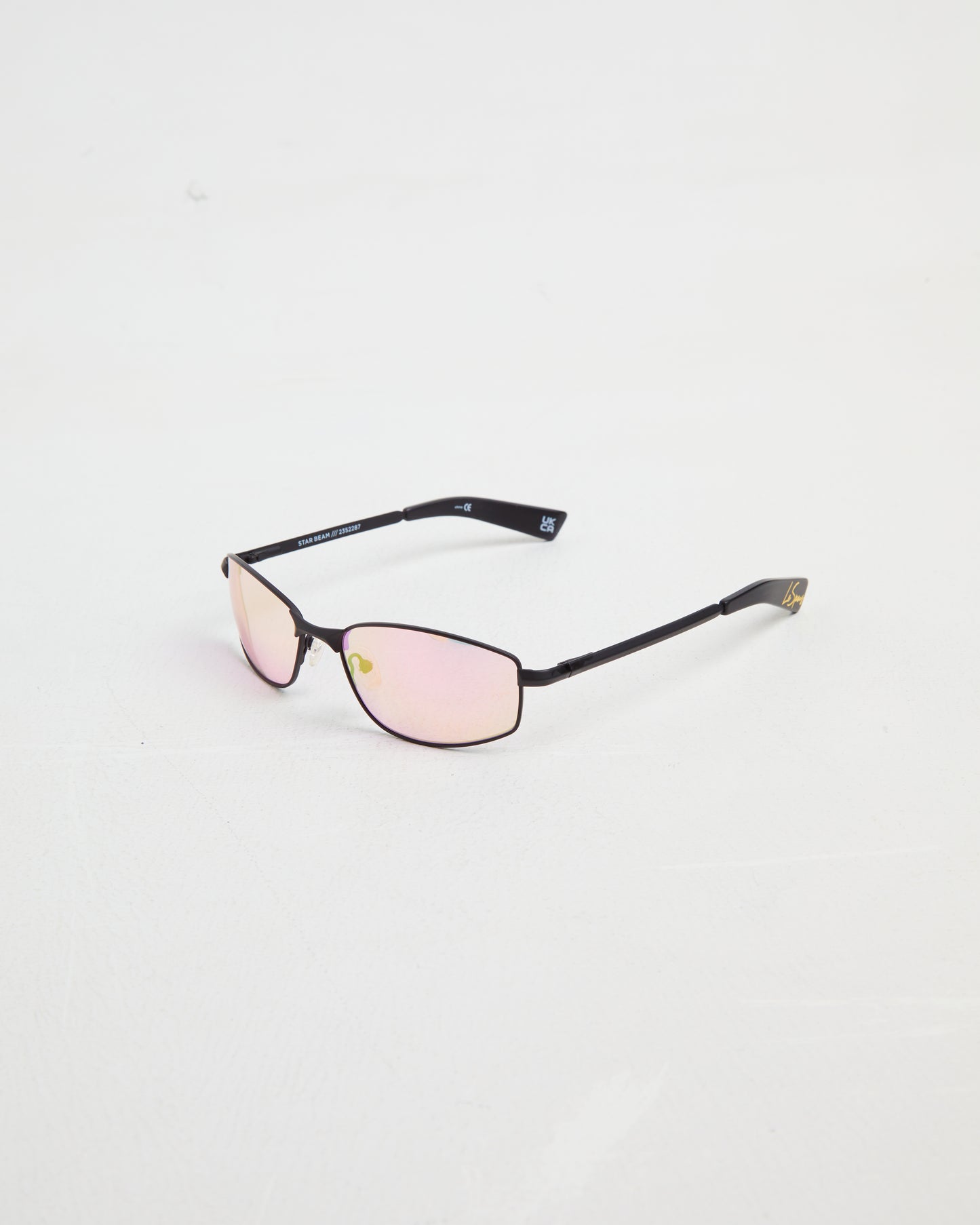 Star Beam Sunglasses in Matte Black/Pink Mirror