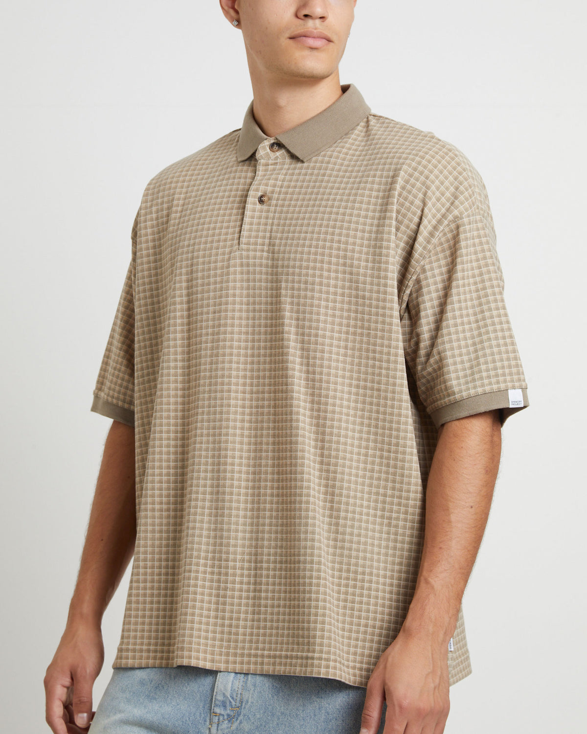 Check Short Sleeve Polo in Brown BROWN
