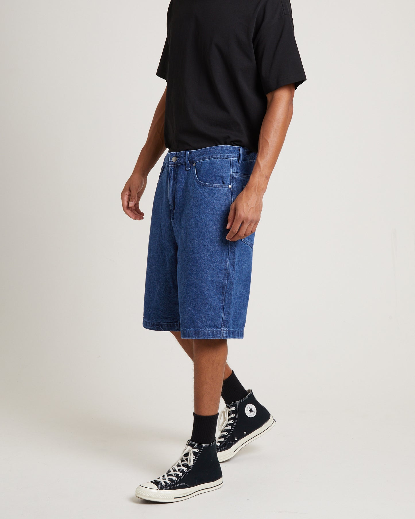 Lil C - Hemp Denim Baggy Shorts in Authentic Blue