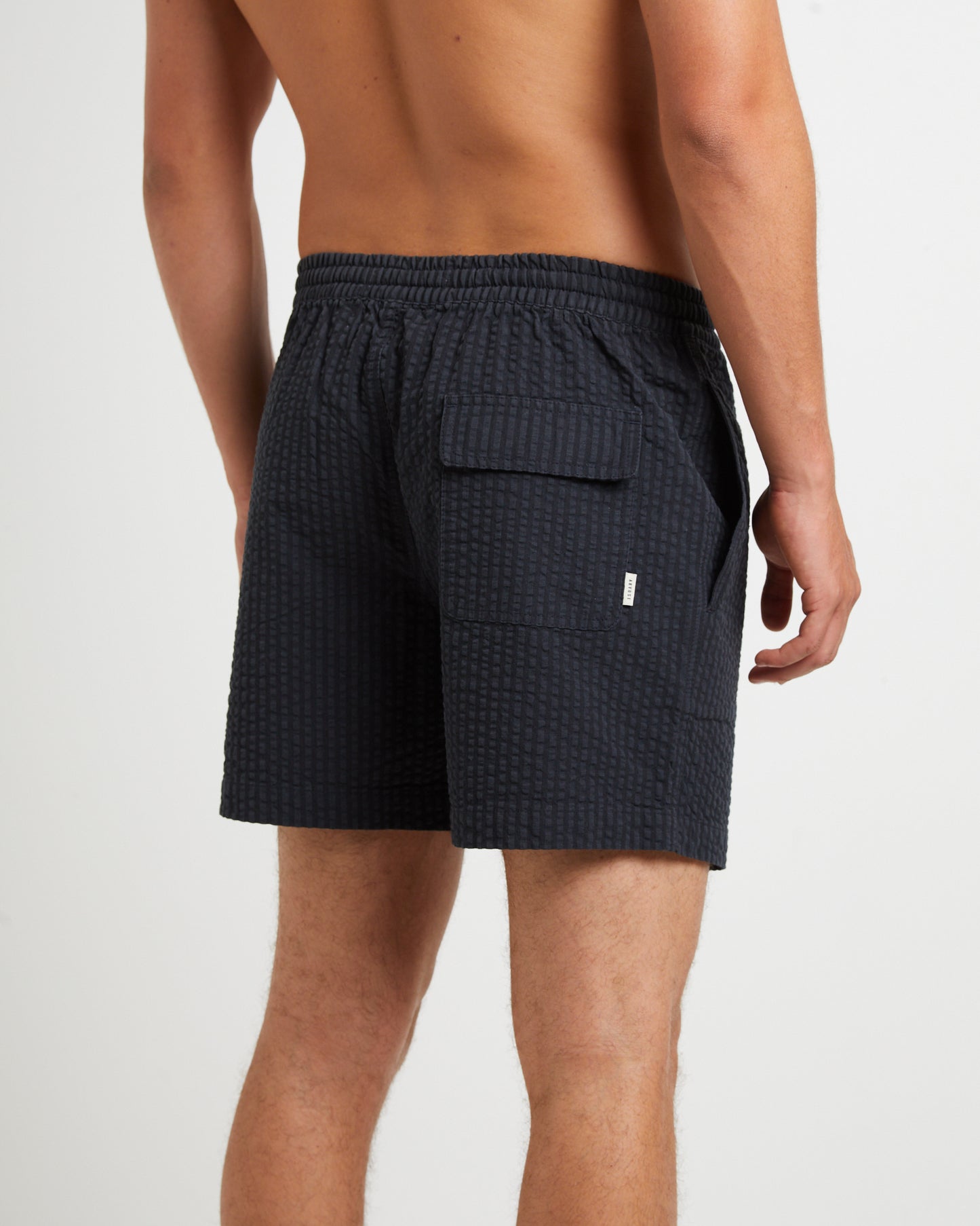 Seesucker Stripe Boardshorts in Black