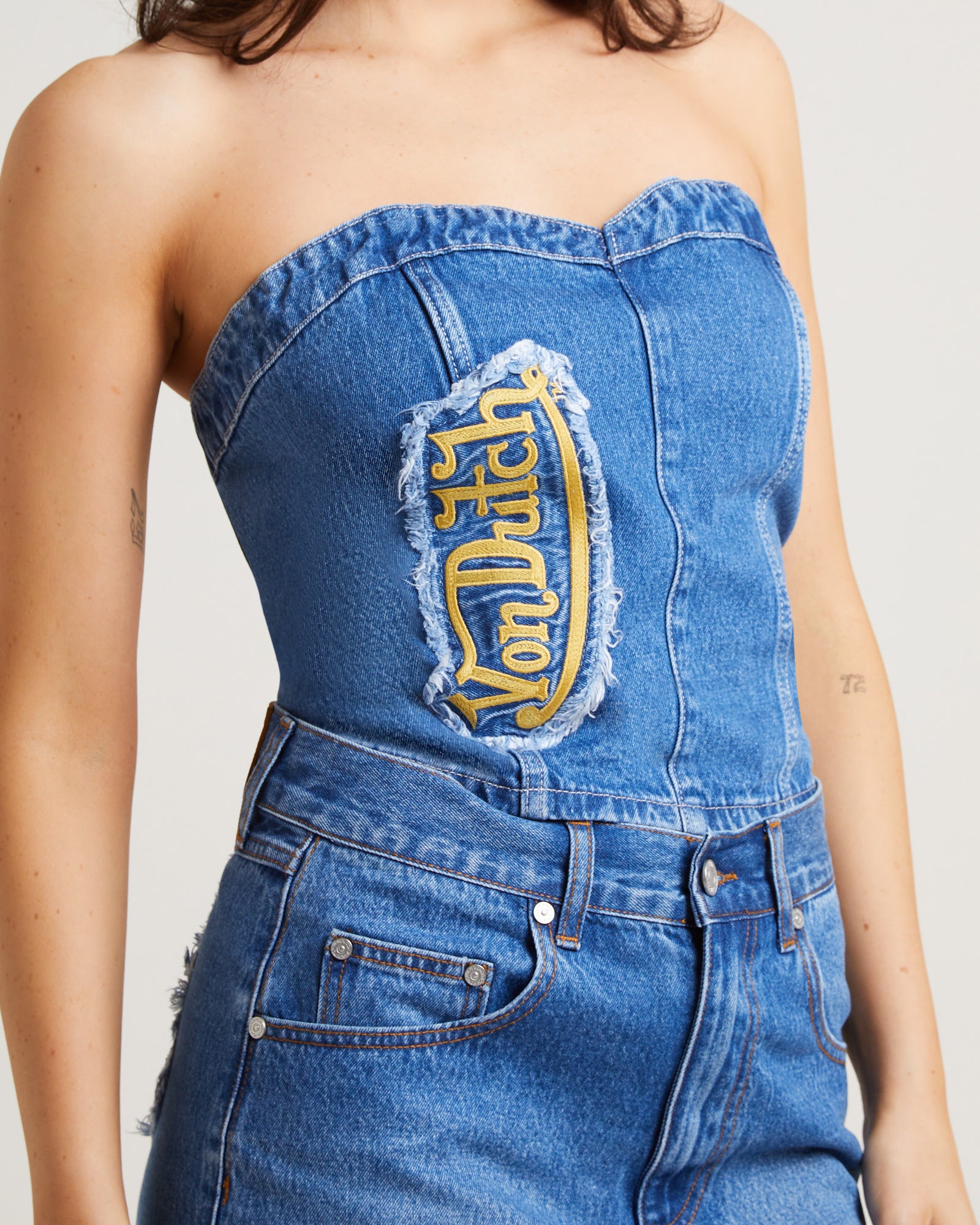 von dutch denim dress Denim Bustier Top in Blue – General Pants Co