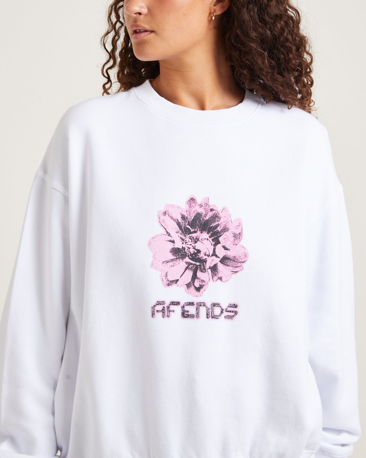 Bloom Recycled Crew Neck Jumper White