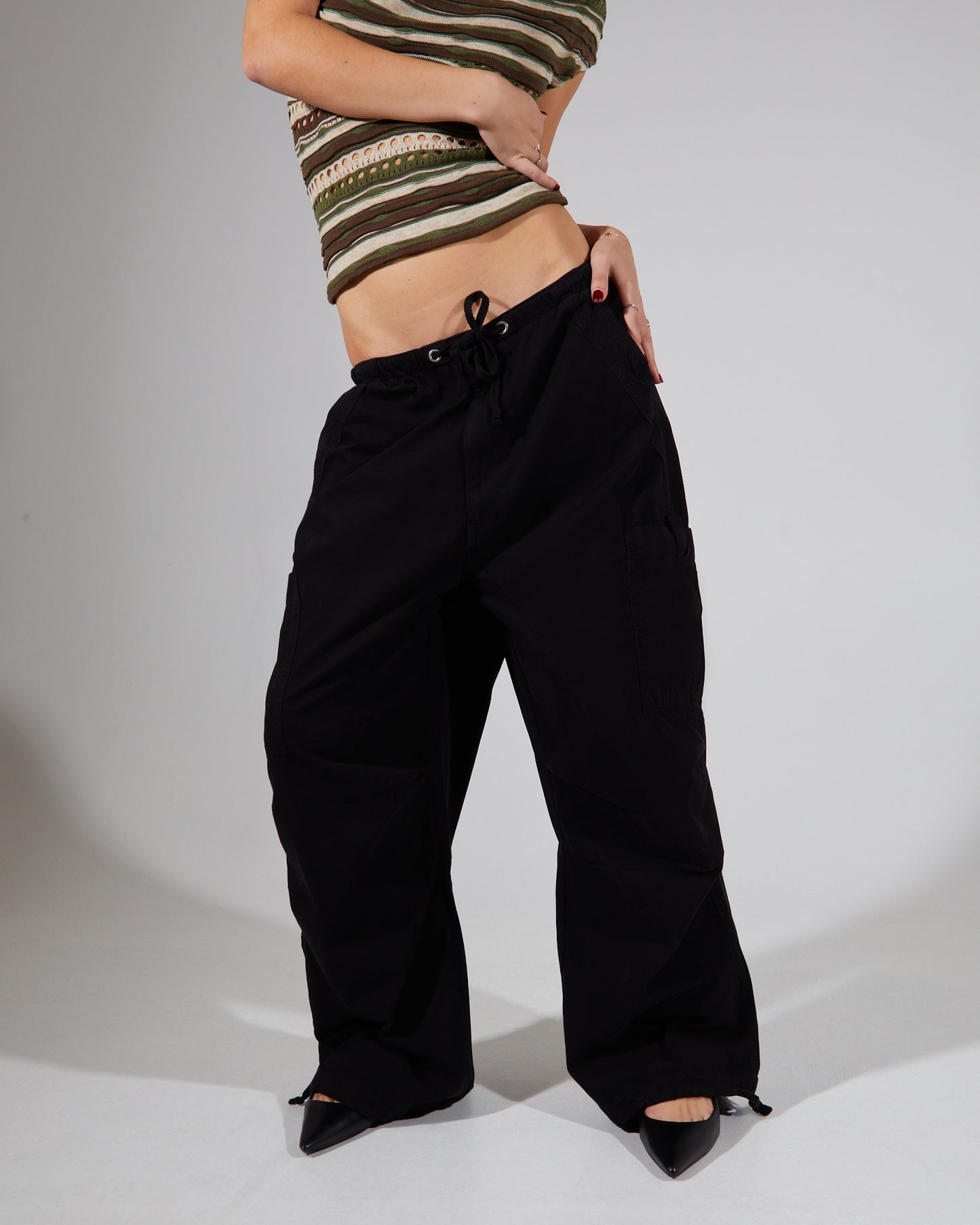 Parachute Cargo Pants Black