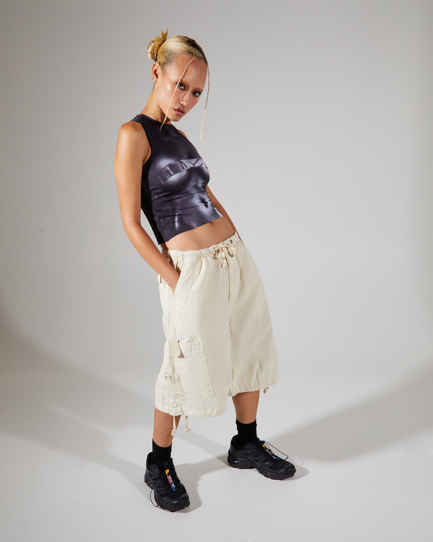 Parachute Cargo Shorts Ecru