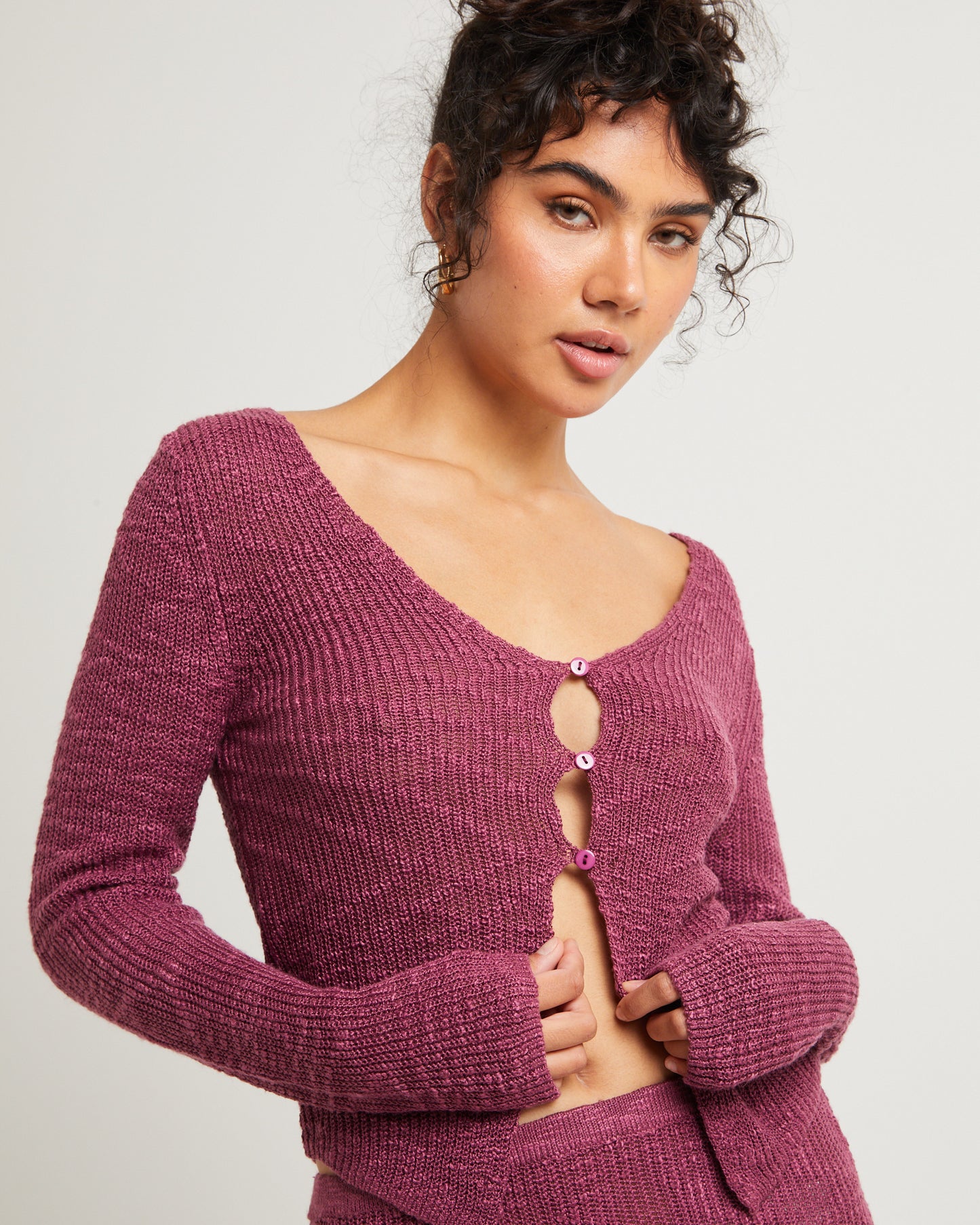 Rumi Long Sleeve Boucle Knit Top