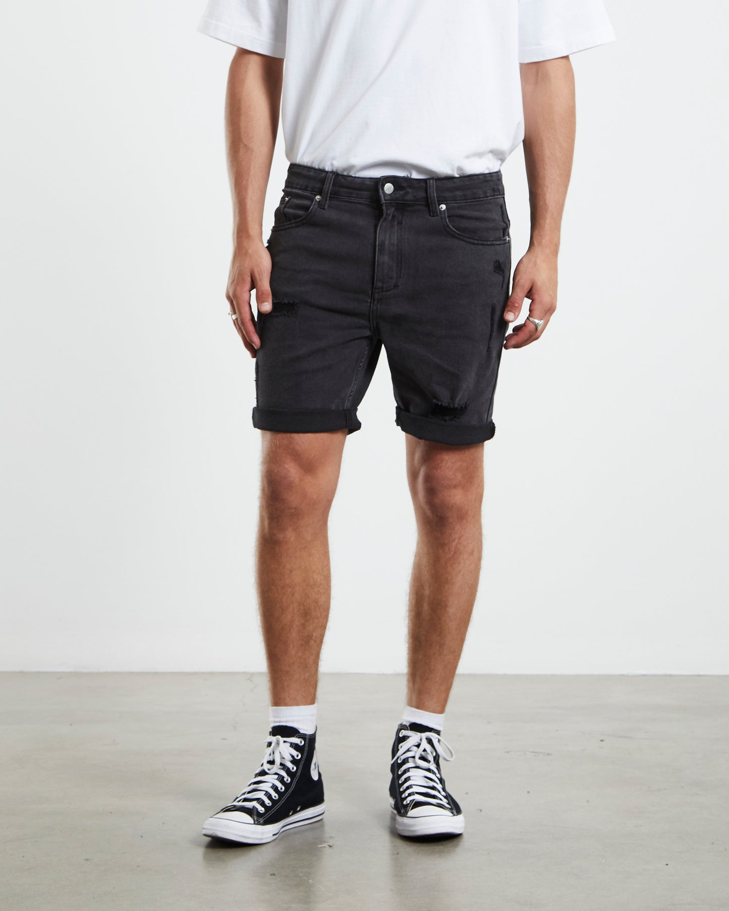 Revolver Denim Shorts New York Trashed Black