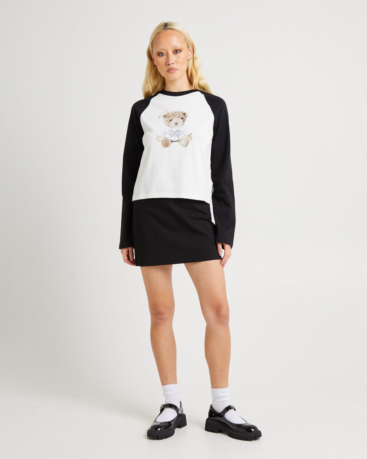 Cut But Psycho Long Sleeve Raglan T-Shirt WHITE