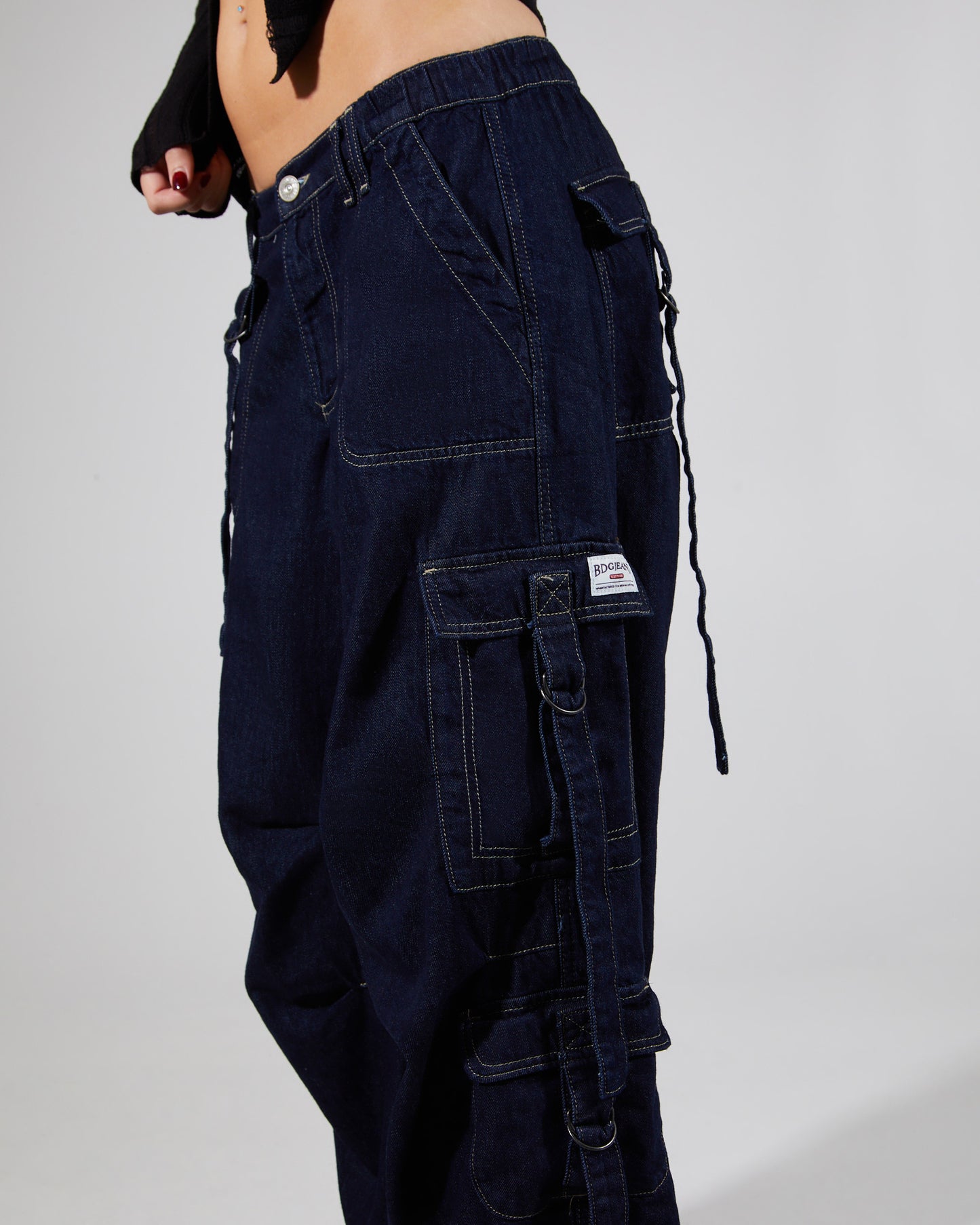 BDG Strappy Cargo Pants Rinse Denim