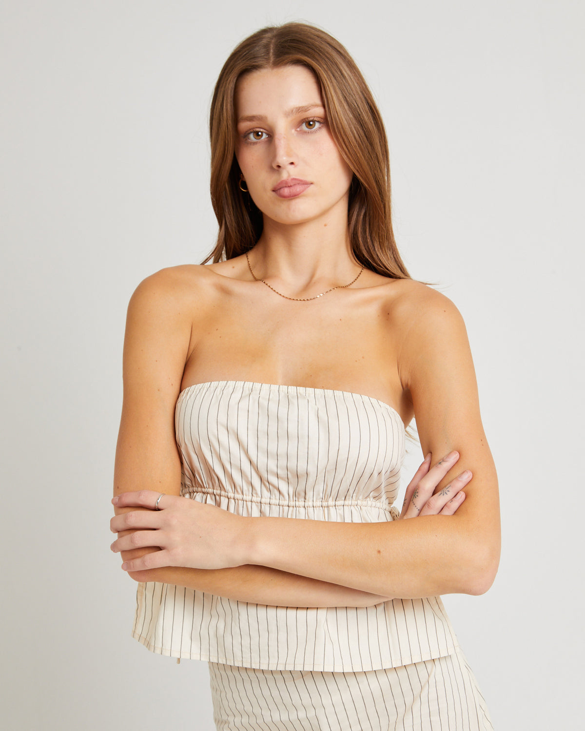 Bailey Bandeau Top GREY STRIPE