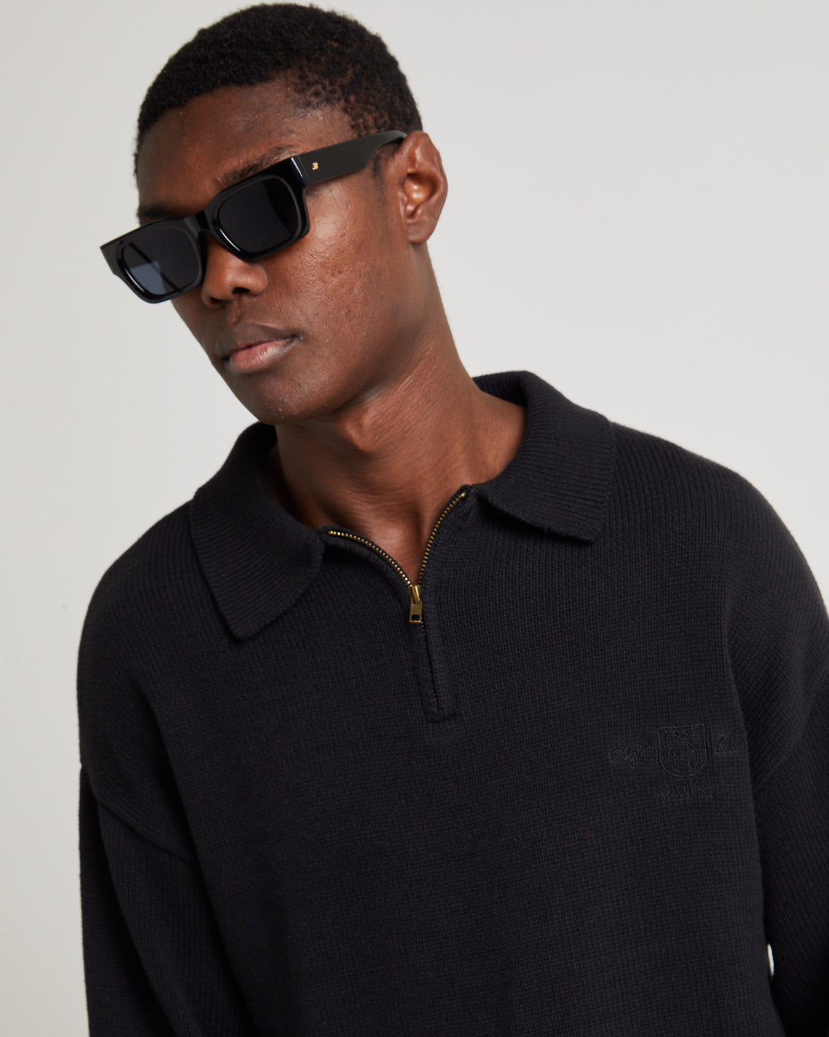 Knit 1/4 Zip Jumper BLACK