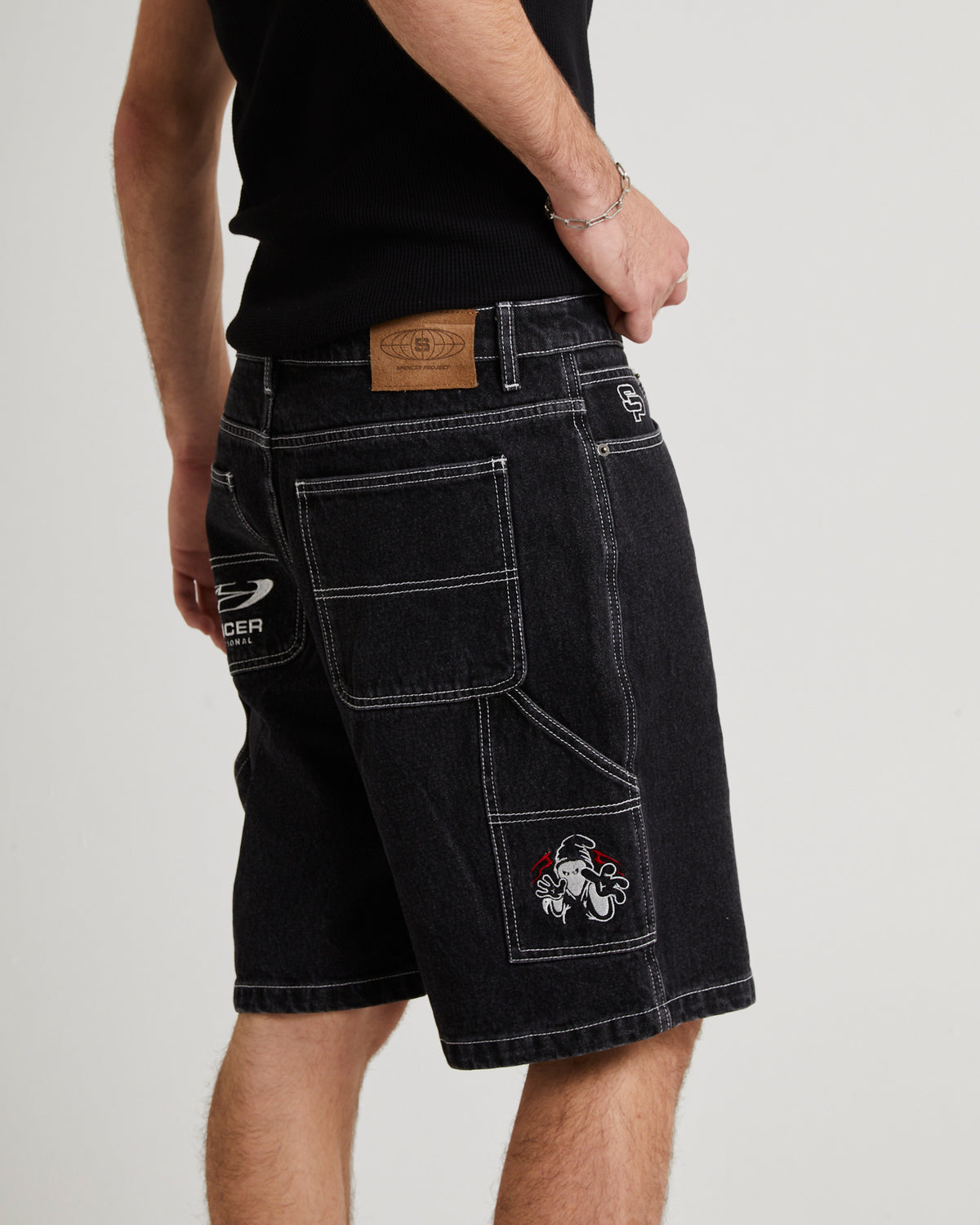 Oslo Y2K Carpenter Denim Short SILVER BLACK